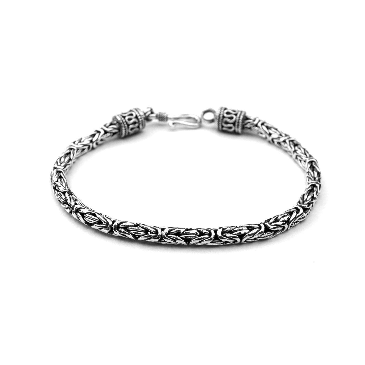 UNISEX ROUND Byzantine Bracelet Handmade 4 mm Solid 925 Sterling Silver - Inspiring Jewellery