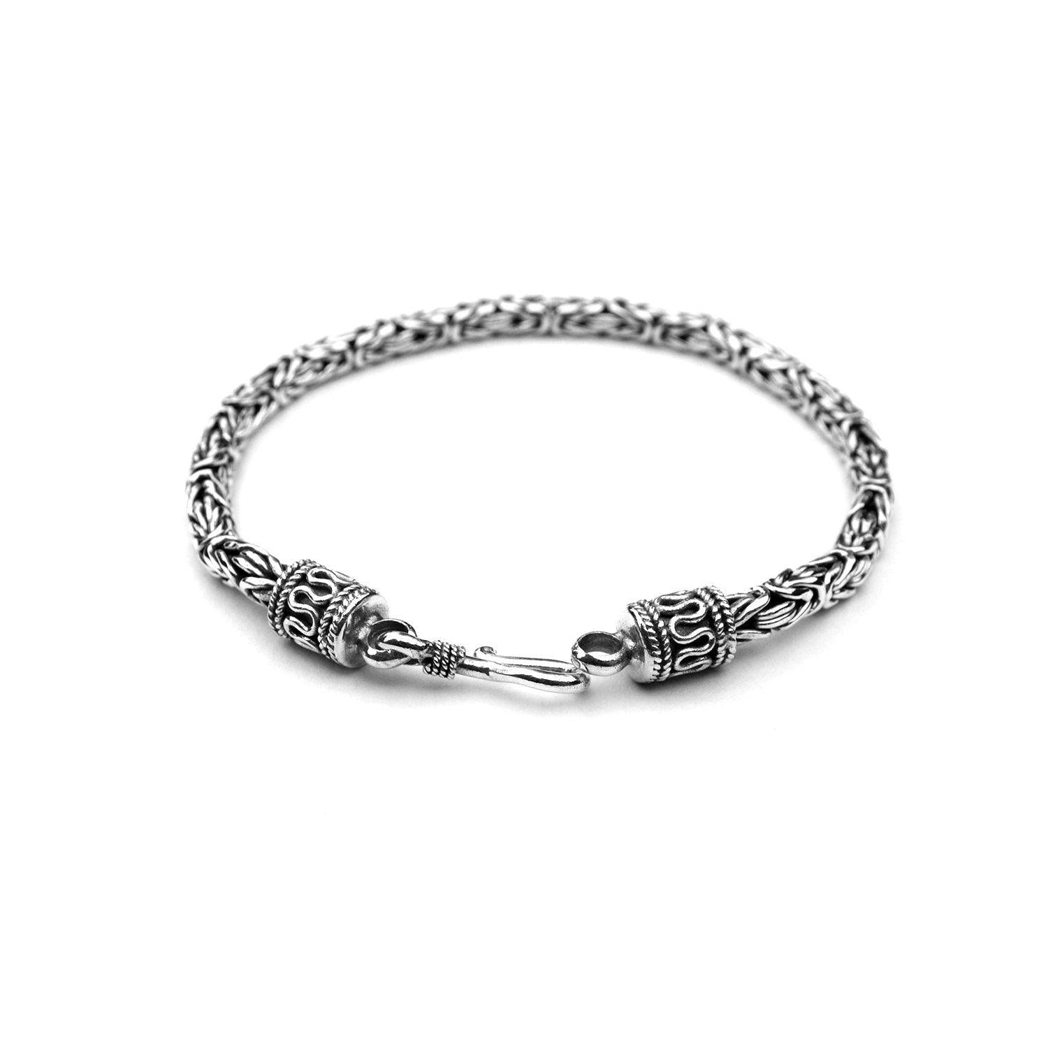 UNISEX ROUND Byzantine Bracelet Handmade 4 mm Solid 925 Sterling Silver - Inspiring Jewellery