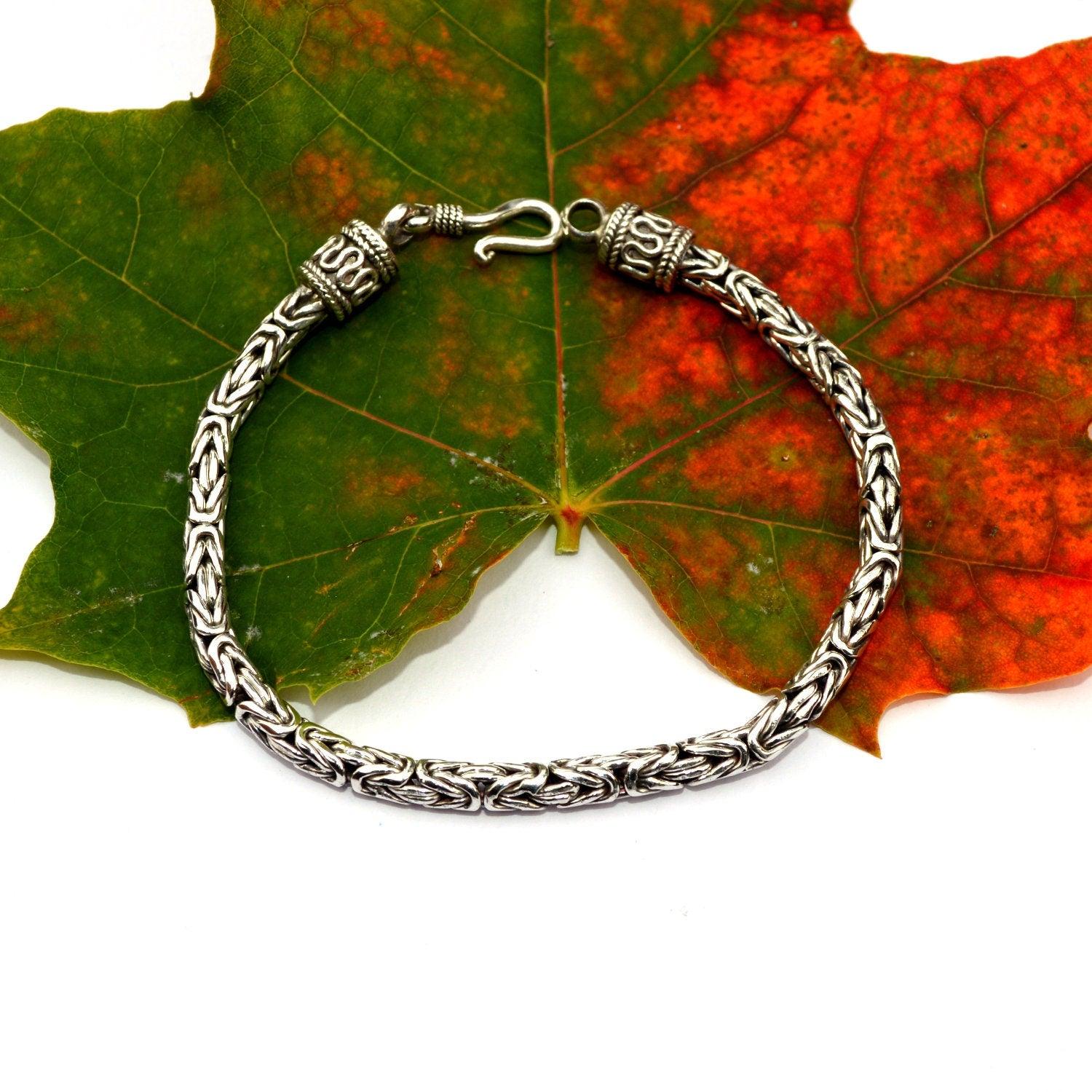 UNISEX ROUND Byzantine Bracelet Handmade 4 mm Solid 925 Sterling Silver - Inspiring Jewellery