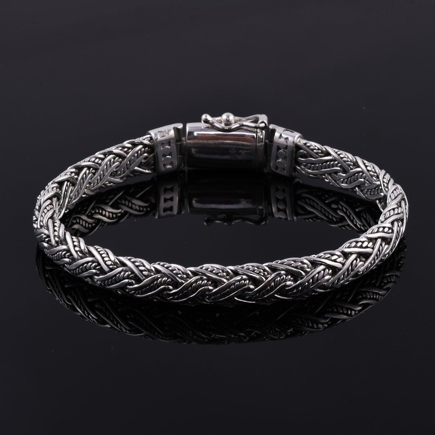 BALI Hand WEAVED Solid 925 Sterling Silver Chain Bracelet 40 Grams - Inspiring Jewellery