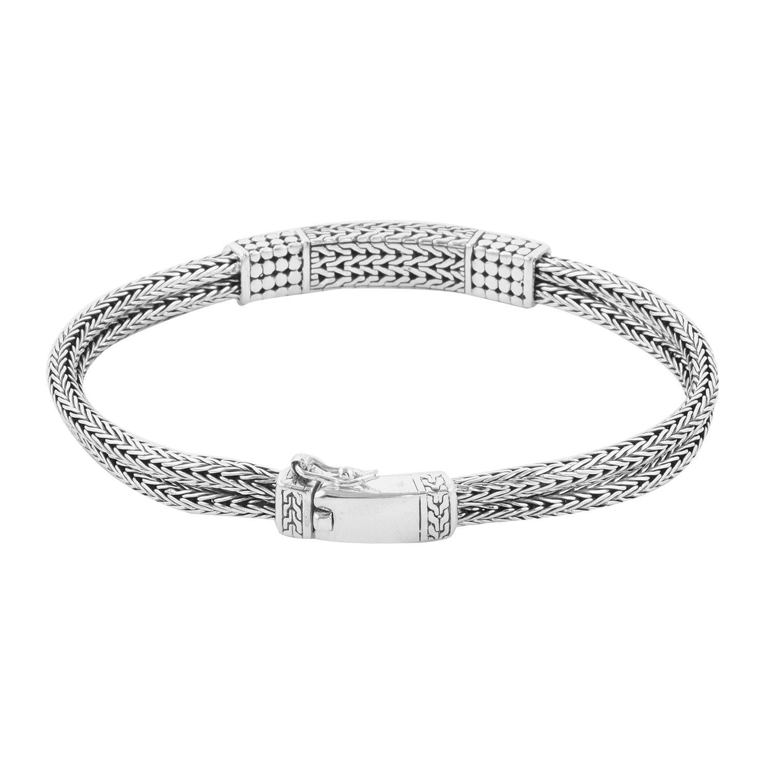 UNISEX Snake Chain Tag Bracelet Handmade in 925 Sterling Silver 7 mm Chain 8.25 - 9 Inches - Inspiring Jewellery