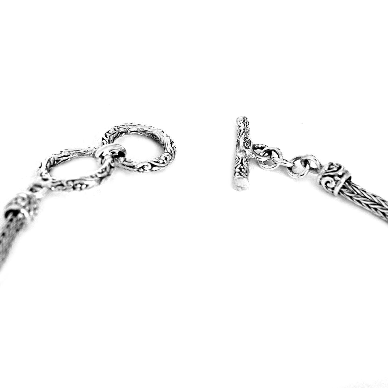 Handmade Floral Bali Bar Bracelet in Solid 925 Sterling Silver 12 grams 7-7.5 Inches - Inspiring Jewellery