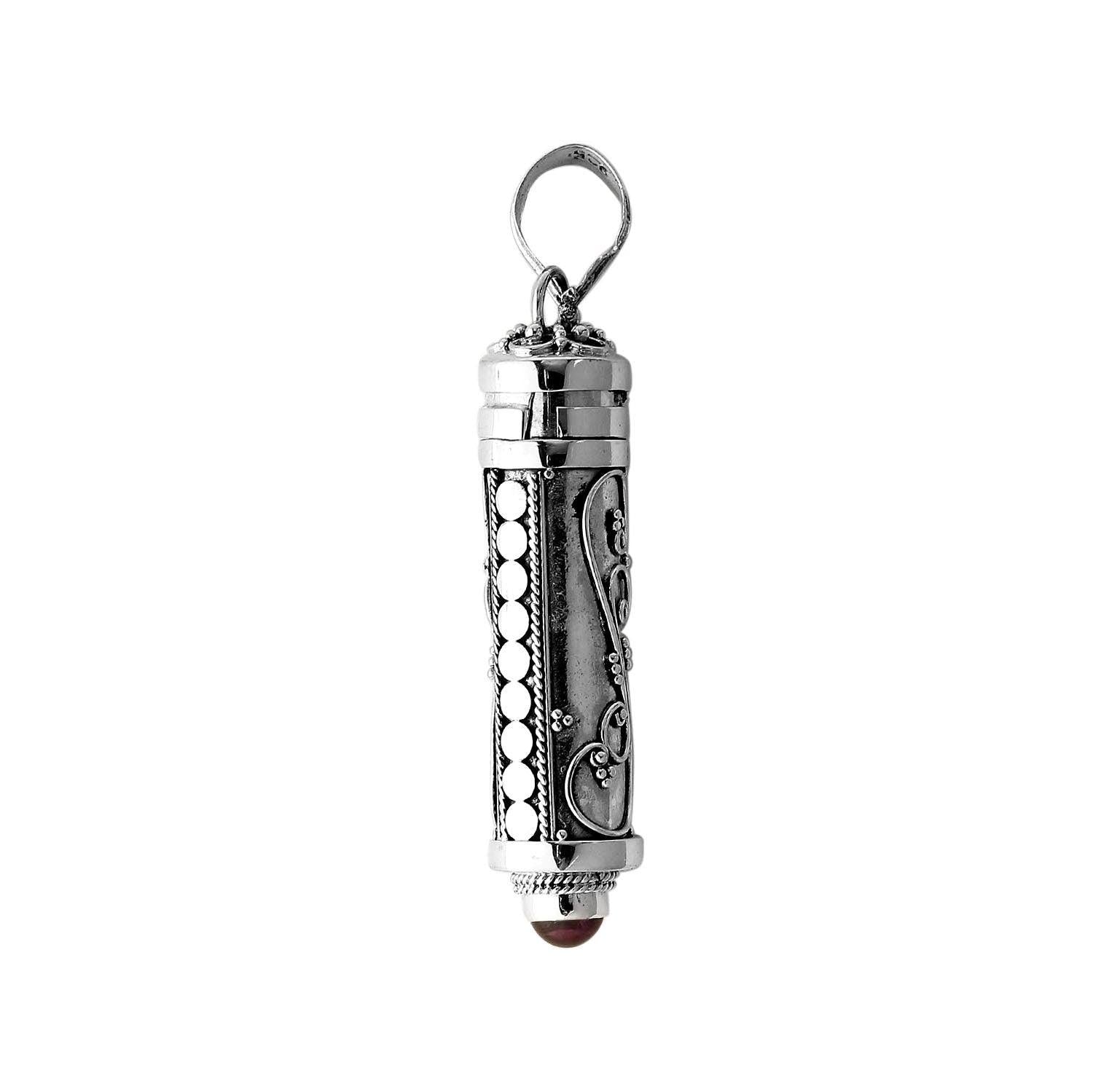 Red Garnet Prayer Box - Pill Box - Perfume Pendant - Ashes Locket Pendant - 925 Sterling Silver - Inspiring Jewellery
