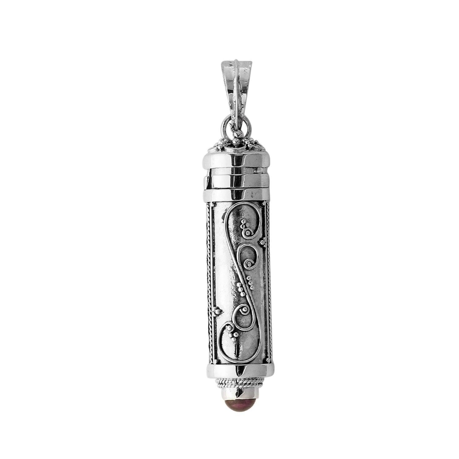 Red Garnet Prayer Box - Pill Box - Perfume Pendant - Ashes Locket Pendant - 925 Sterling Silver - Inspiring Jewellery