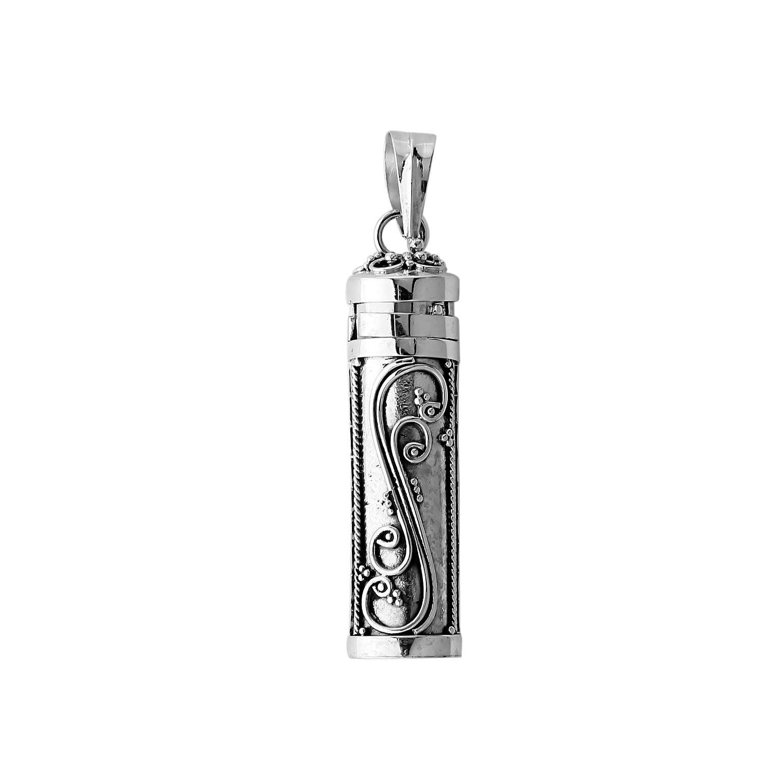Bali Handmade Prayer Box - Pill Box - Perfume Pendant - Ashes Locket Pendant - 925 Sterling Silver - Inspiring Jewellery