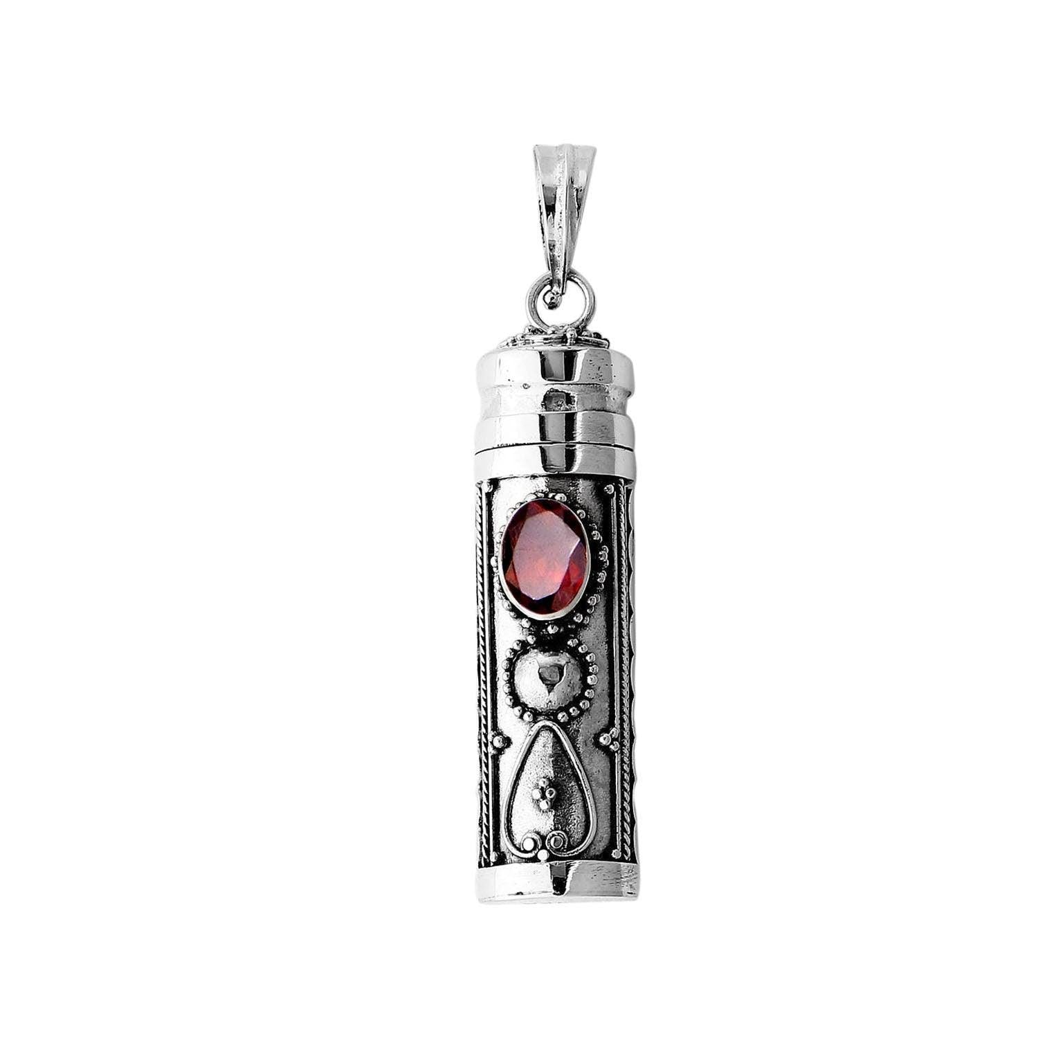 Red Garnet Prayer Box - Pill Box Perfume Pendant - Ashes Locket Pendant -925 Sterling Silver - - Inspiring Jewellery