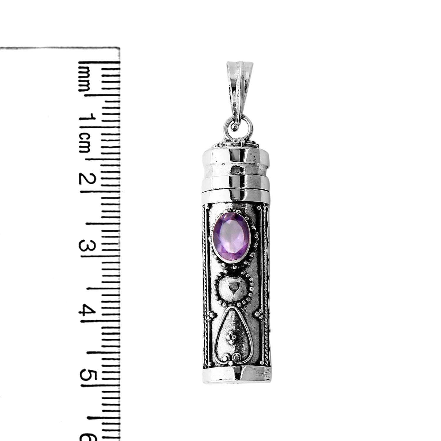 Amethyst Prayer Box - Pill Box - Perfume Pendant - Ashes Locket Pendant - 925 Sterling Silver Handmade - Inspiring Jewellery