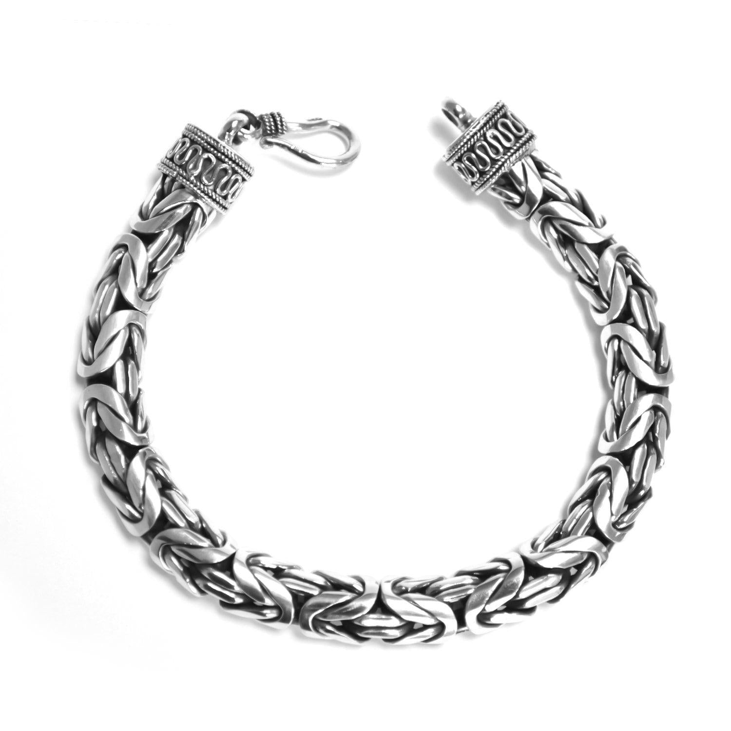HEAVY CHUNKY MENS Byzantine Bracelet 10 mm Solid 925 Sterling Silver Oxidized - Inspiring Jewellery
