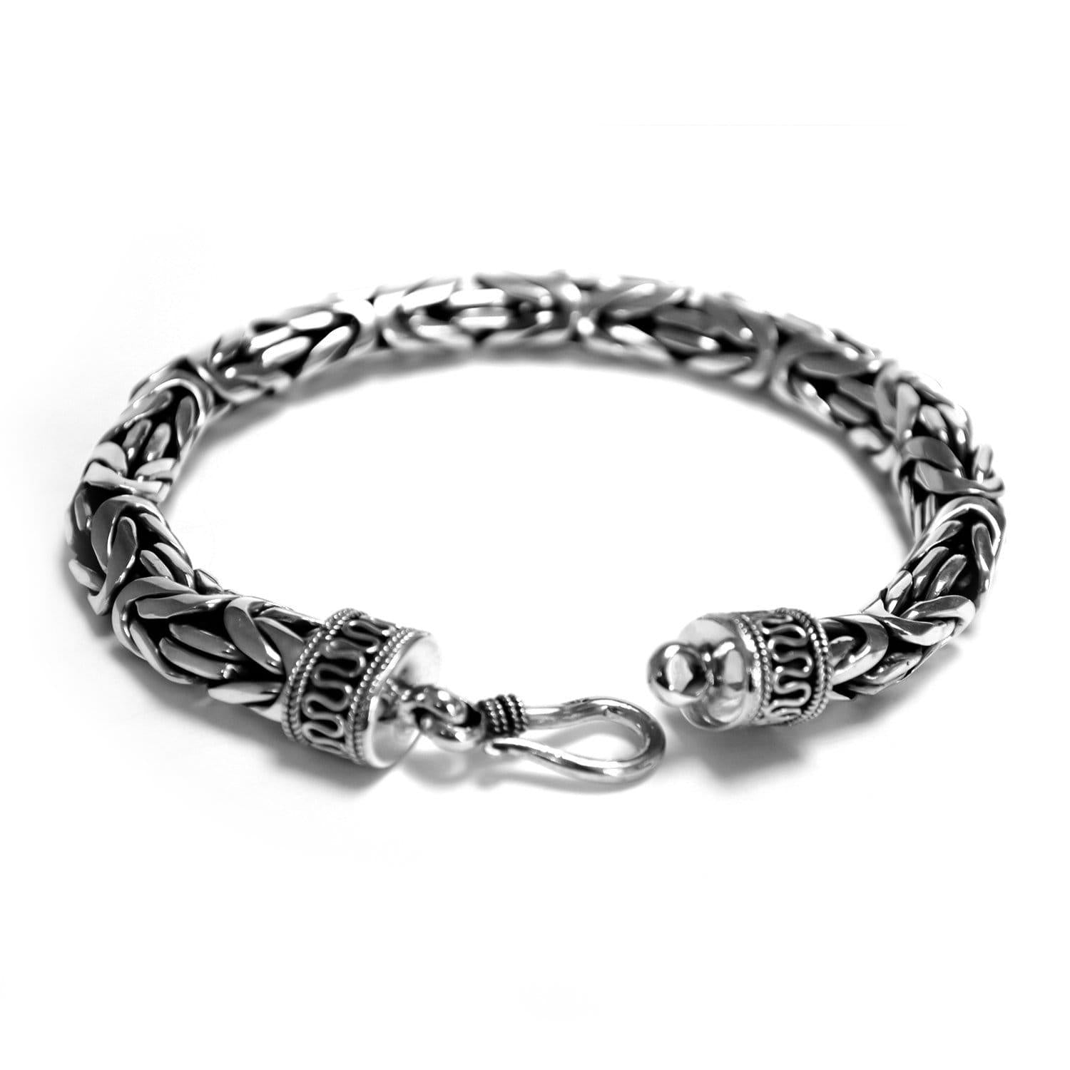 HEAVY CHUNKY MENS Byzantine Bracelet 10 mm Solid 925 Sterling Silver Oxidized - Inspiring Jewellery