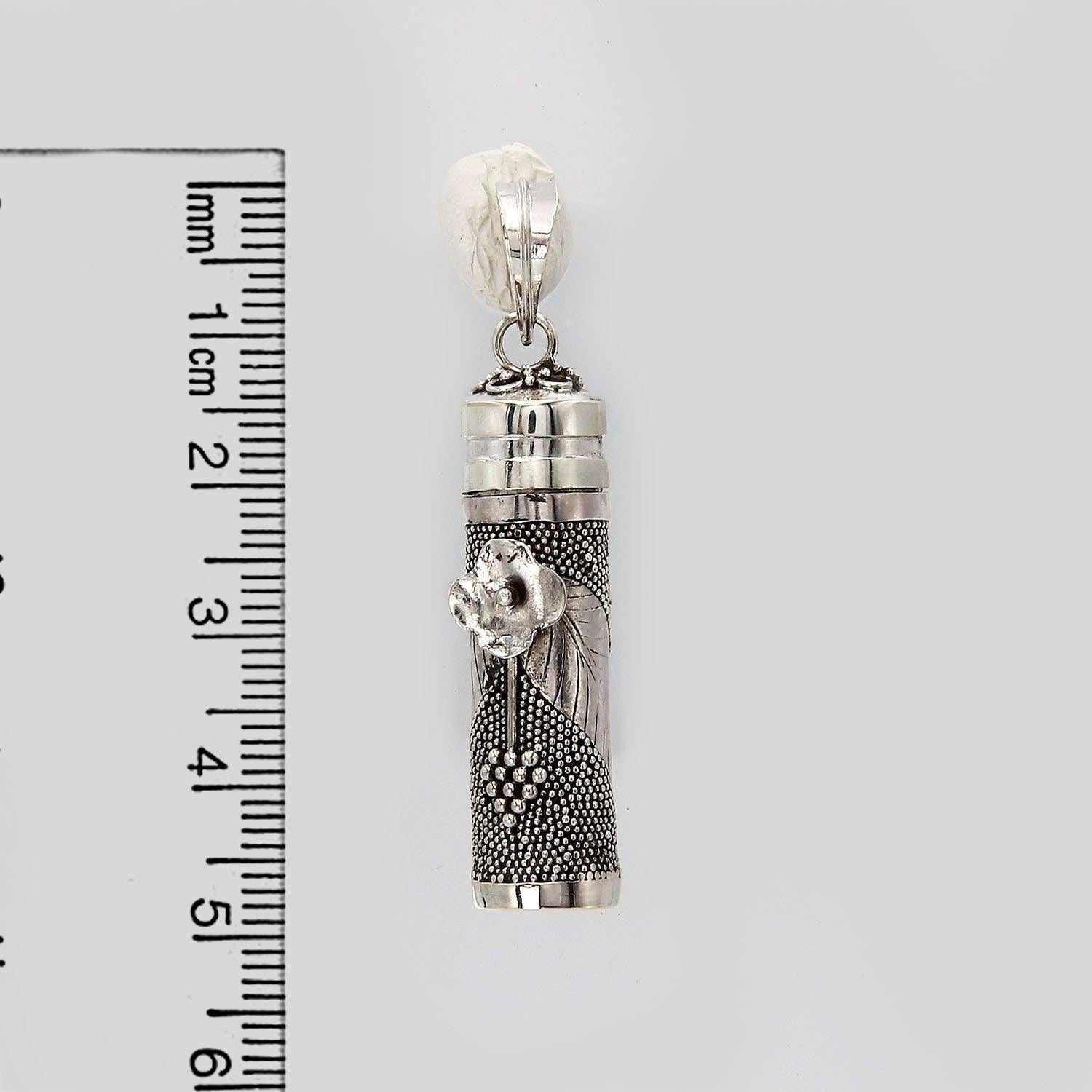 Handmade Flower Prayer Box - Pill Box - Perfume Pendant - Ashes Locket Pendant - 925 Sterling Silver - Inspiring Jewellery