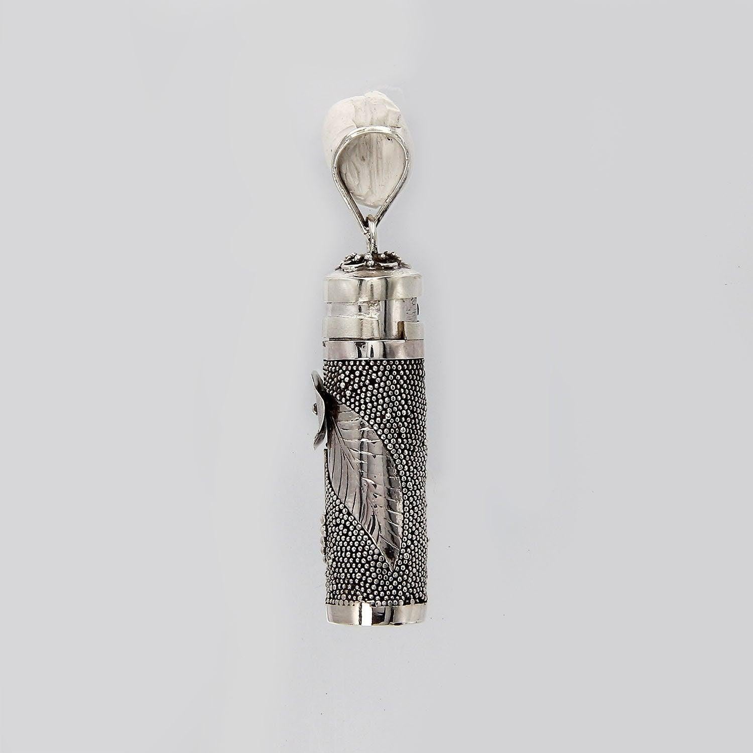 Handmade Flower Prayer Box - Pill Box - Perfume Pendant - Ashes Locket Pendant - 925 Sterling Silver - Inspiring Jewellery