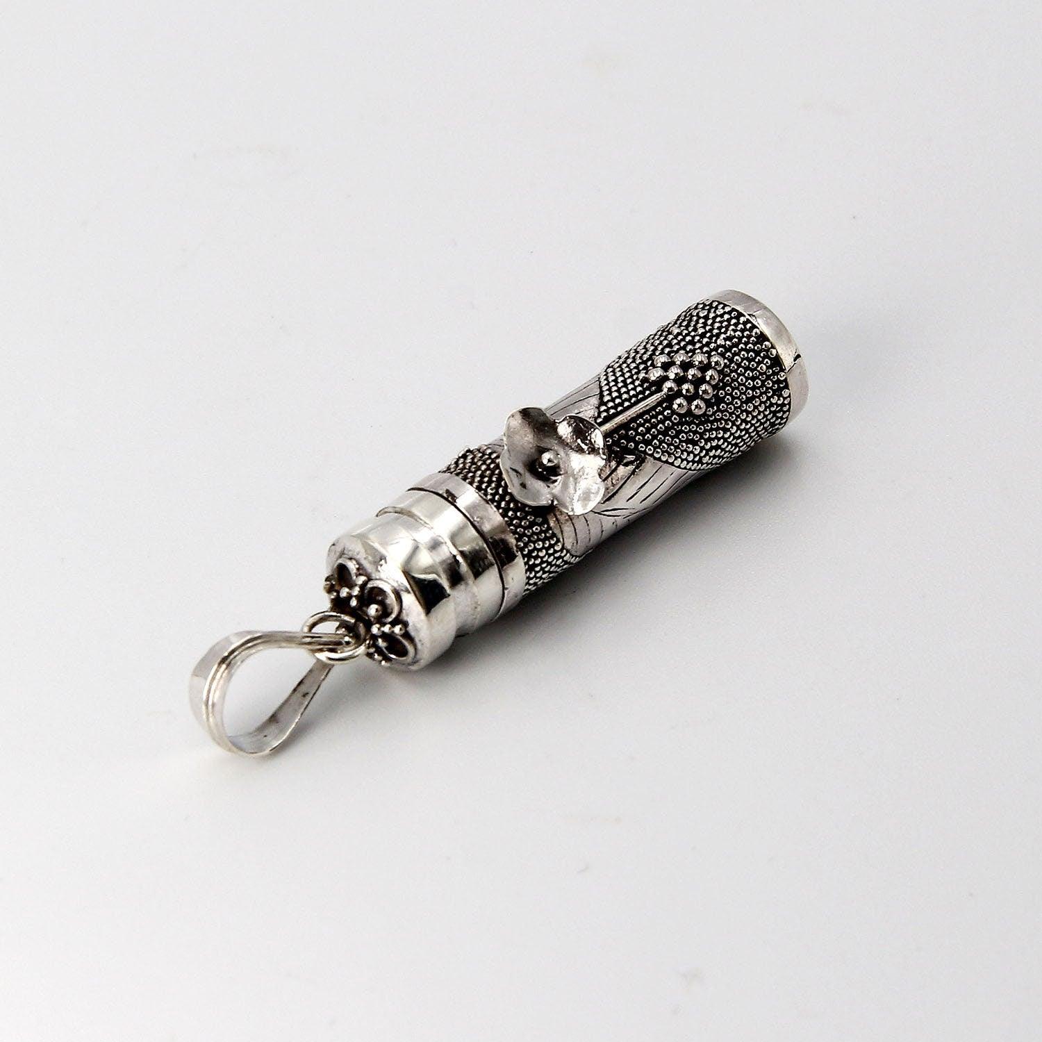 Handmade Flower Prayer Box - Pill Box - Perfume Pendant - Ashes Locket Pendant - 925 Sterling Silver - Inspiring Jewellery