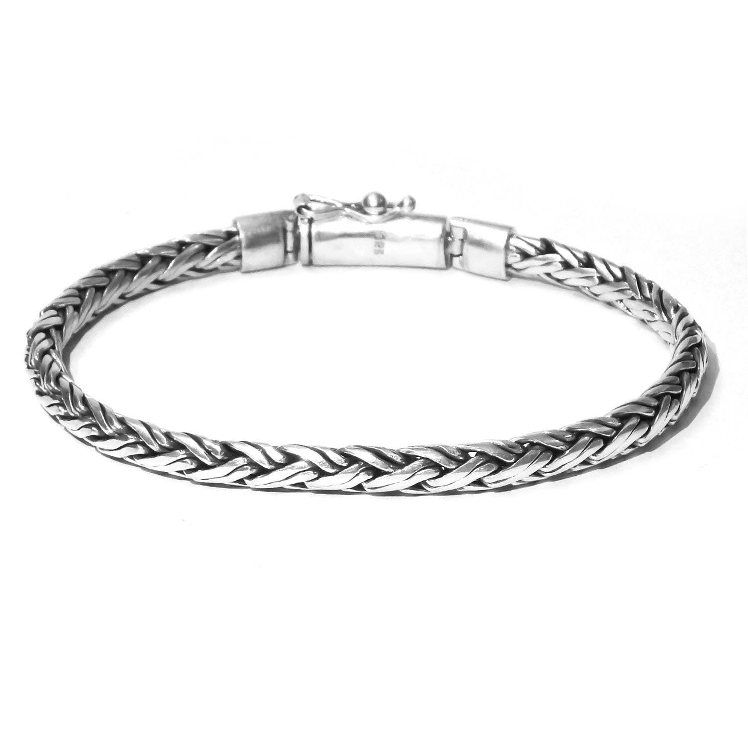 Solid 925 Sterling Silver Handmade WHEAT Chain Bracelet 4 mm Handmade - Inspiring Jewellery