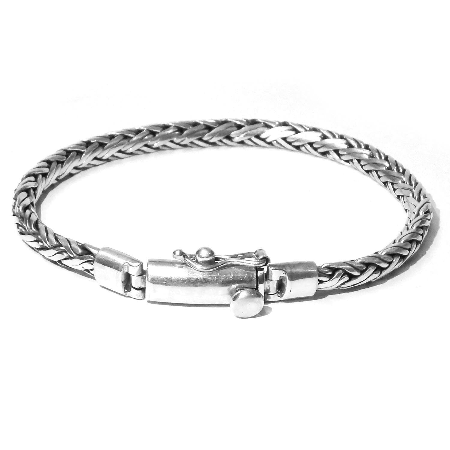 Solid 925 Sterling Silver Handmade WHEAT Chain Bracelet 4 mm Handmade - Inspiring Jewellery
