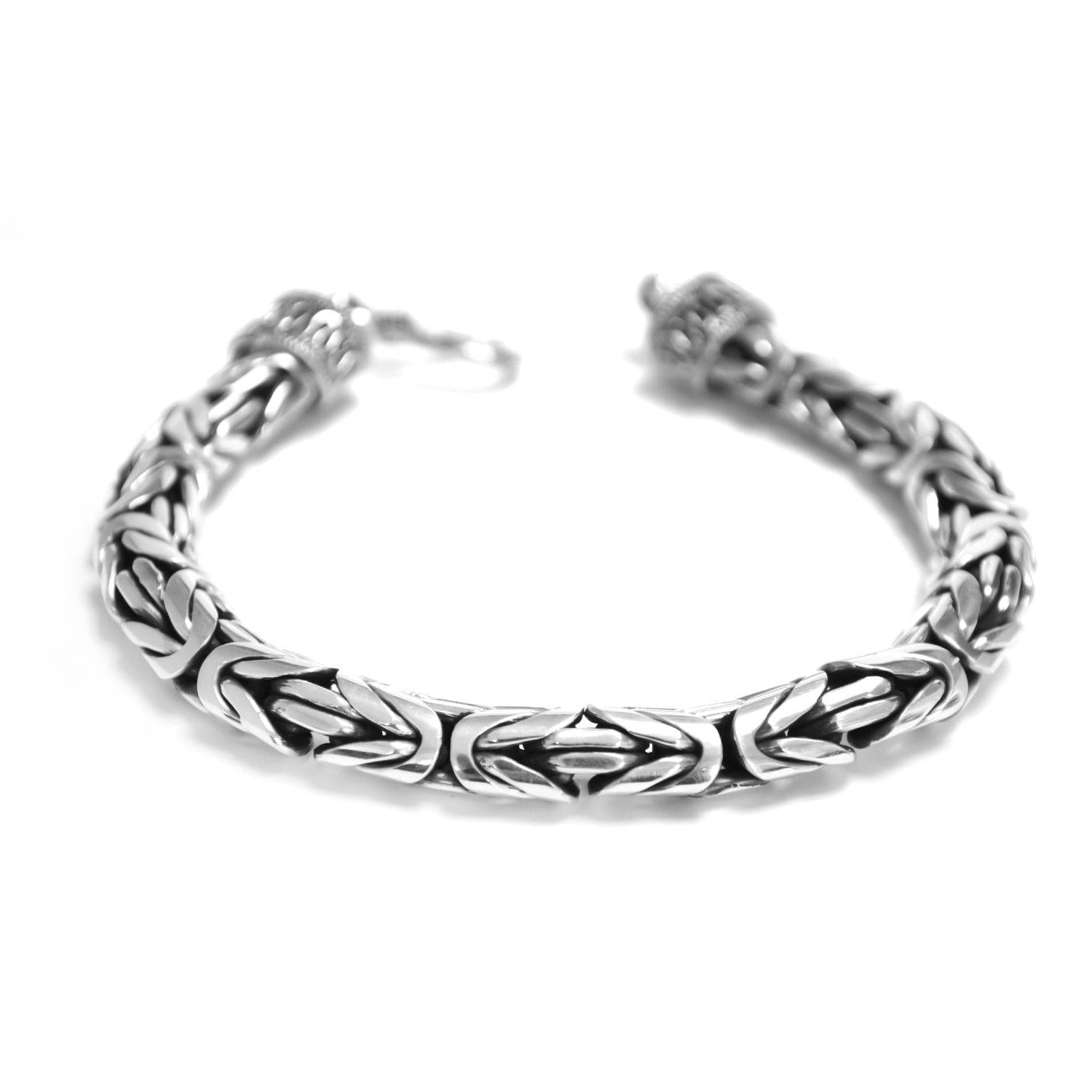 HEAVY CHUNKY MENS Byzantine Bracelet 10 mm Solid 925 Sterling Silver Oxidized - Inspiring Jewellery
