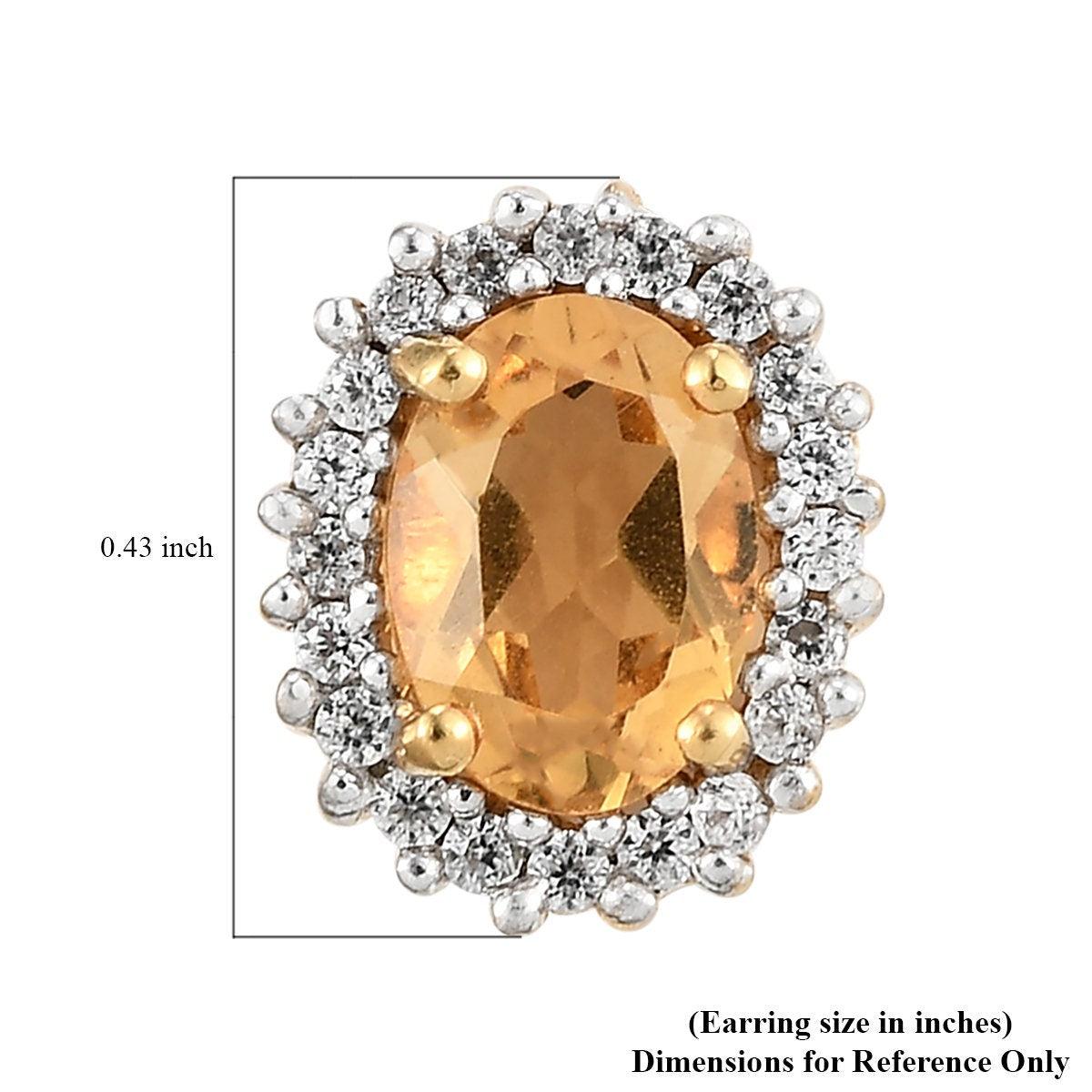 Halo Bridal Studs, Citrine Studs, November birthstone earrings, 925 Silver Stud , Halo Stud Earring, Oval Studs, Classic Halo Earrings - Inspiring Jewellery
