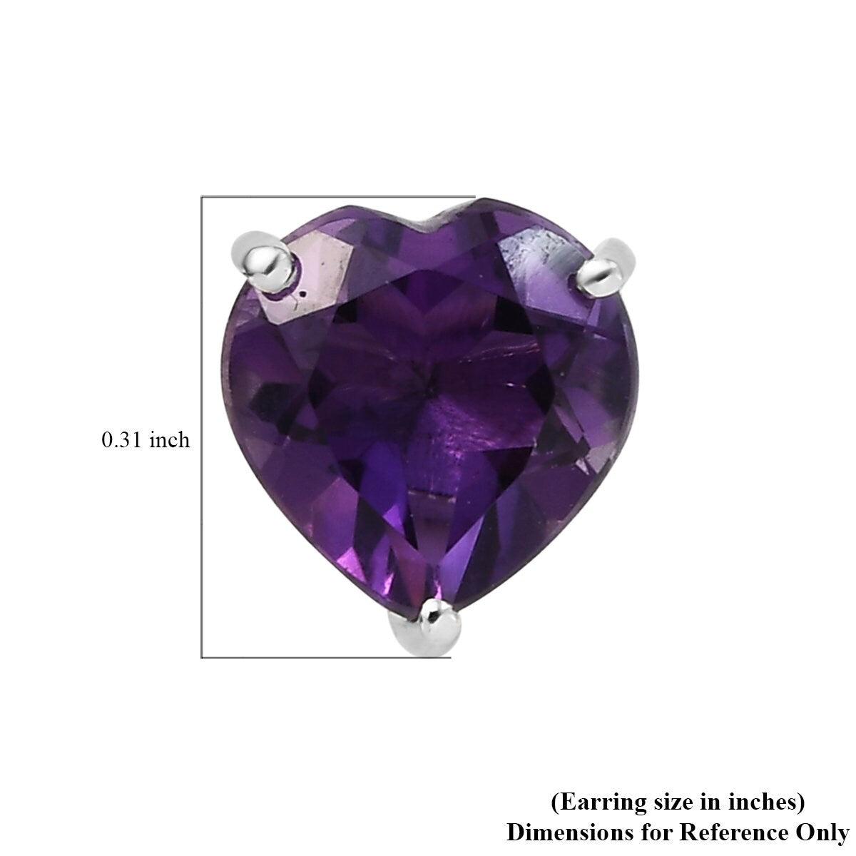 Purple Amethyst Heart Gemstone earrings , 925 Sterling Silver Stud , Platinum , Pink Gemstone Heart Studs by Inspiring Jewellery - Inspiring Jewellery