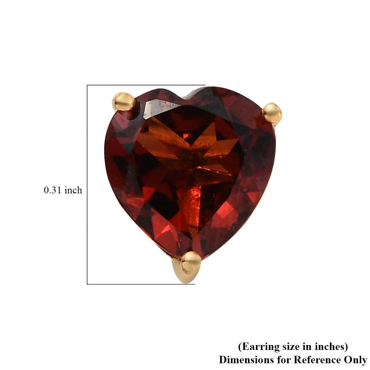 Red Garnet Heart Gemstone earrings , 925 Sterling Silver Stud , Yellow Gold , Red Gemstone Heart Studs by Inspiring Jewellery - Inspiring Jewellery