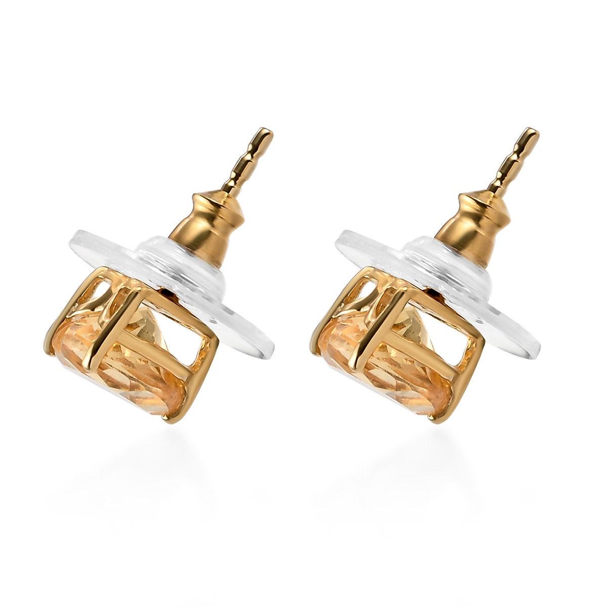 Citrine Heart Gemstone earrings , 925 Sterling Silver Stud , Yellow Gold , Yellow Gemstone Heart Studs by Inspiring Jewellery - Inspiring Jewellery