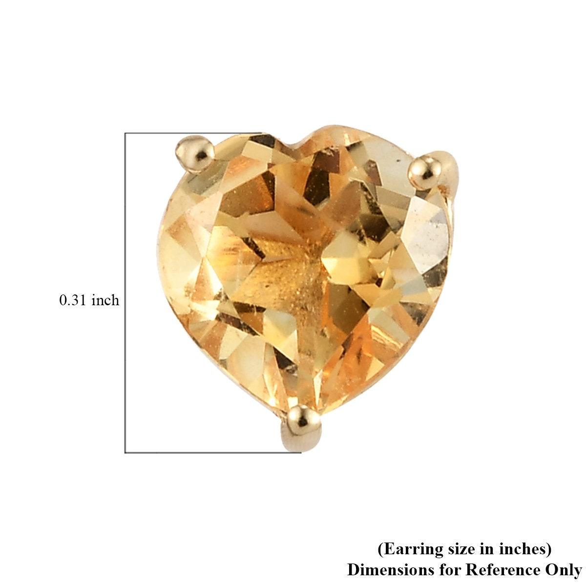 Citrine Heart Gemstone earrings , 925 Sterling Silver Stud , Yellow Gold , Yellow Gemstone Heart Studs by Inspiring Jewellery - Inspiring Jewellery