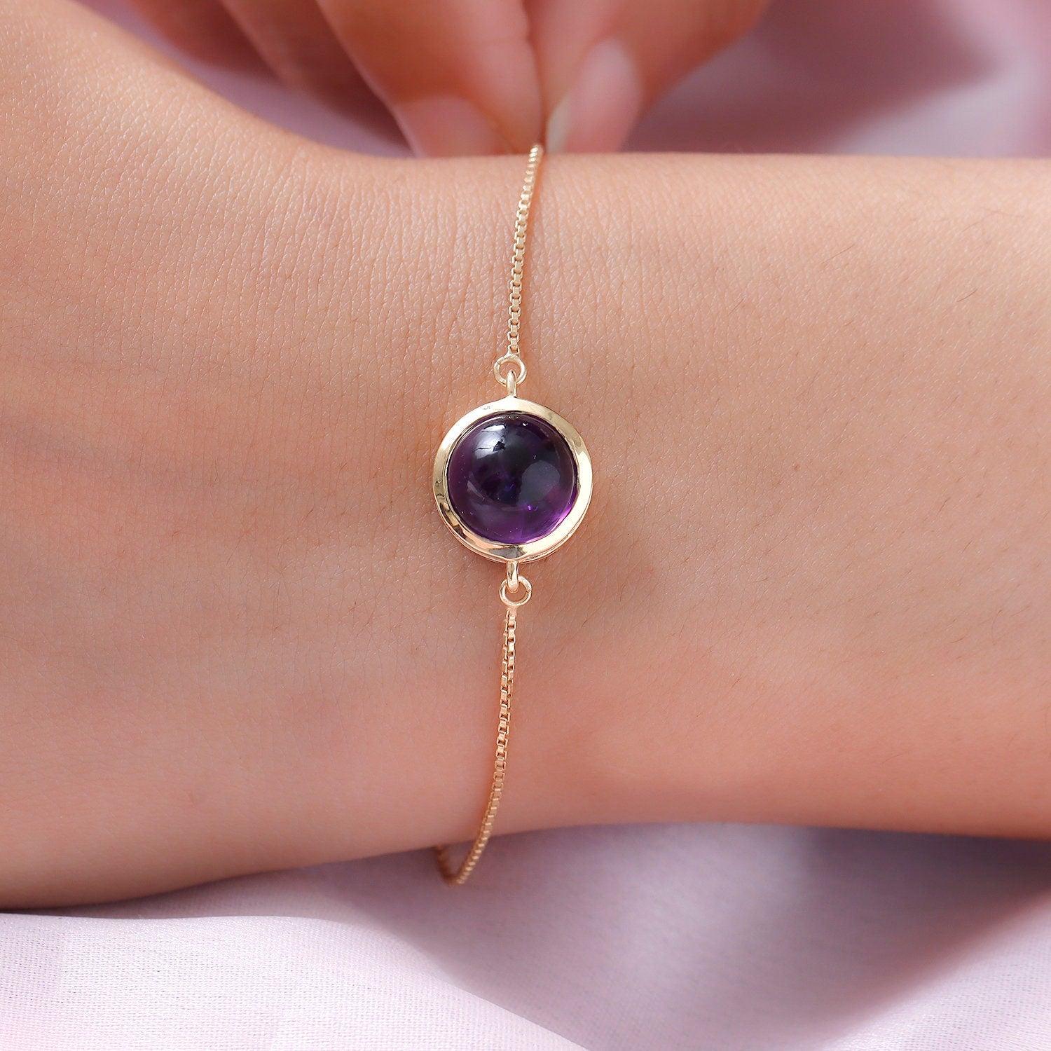 Amethyst Bracelet | Crown Chakra Bracelet | 925 Sterling Silver Bracelet | Bracelet for Women | Gift for her - Inspiring Jewellery