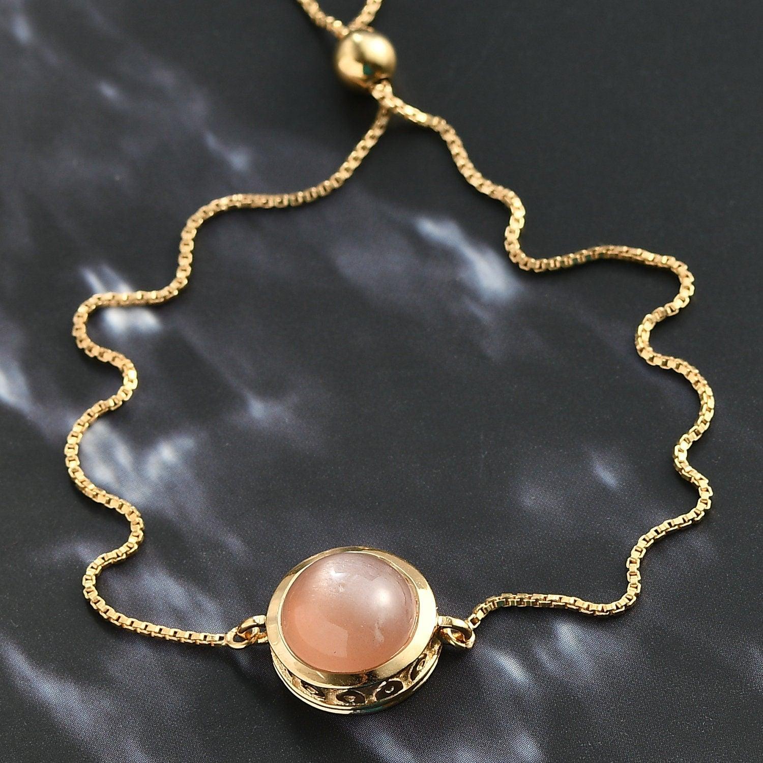 Peach Moonstone Bracelet | Sacral Chakra Bracelet | 925 Sterling Silver Bracelet | Bracelet for Women | Gift for her - Inspiring Jewellery