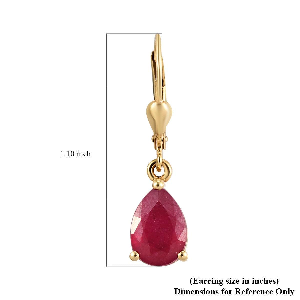 Ruby dangle earrings , 925 Sterling Silver , July birthstone , Ruby Lever back , Teardrop Earrings , Gift for her , July Birthday gift - Inspiring Jewellery