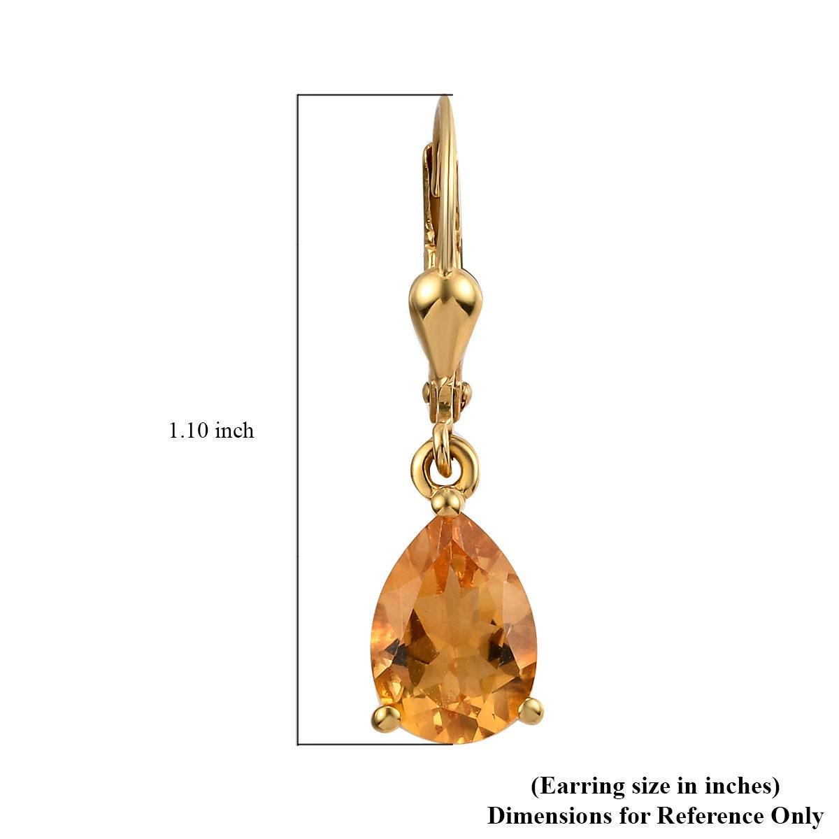 Citrine dangle earrings , 925 Sterling Silver , November Birthstone , Citrine Lever back Earring, Teardrop Earrings , Gift for her - Inspiring Jewellery