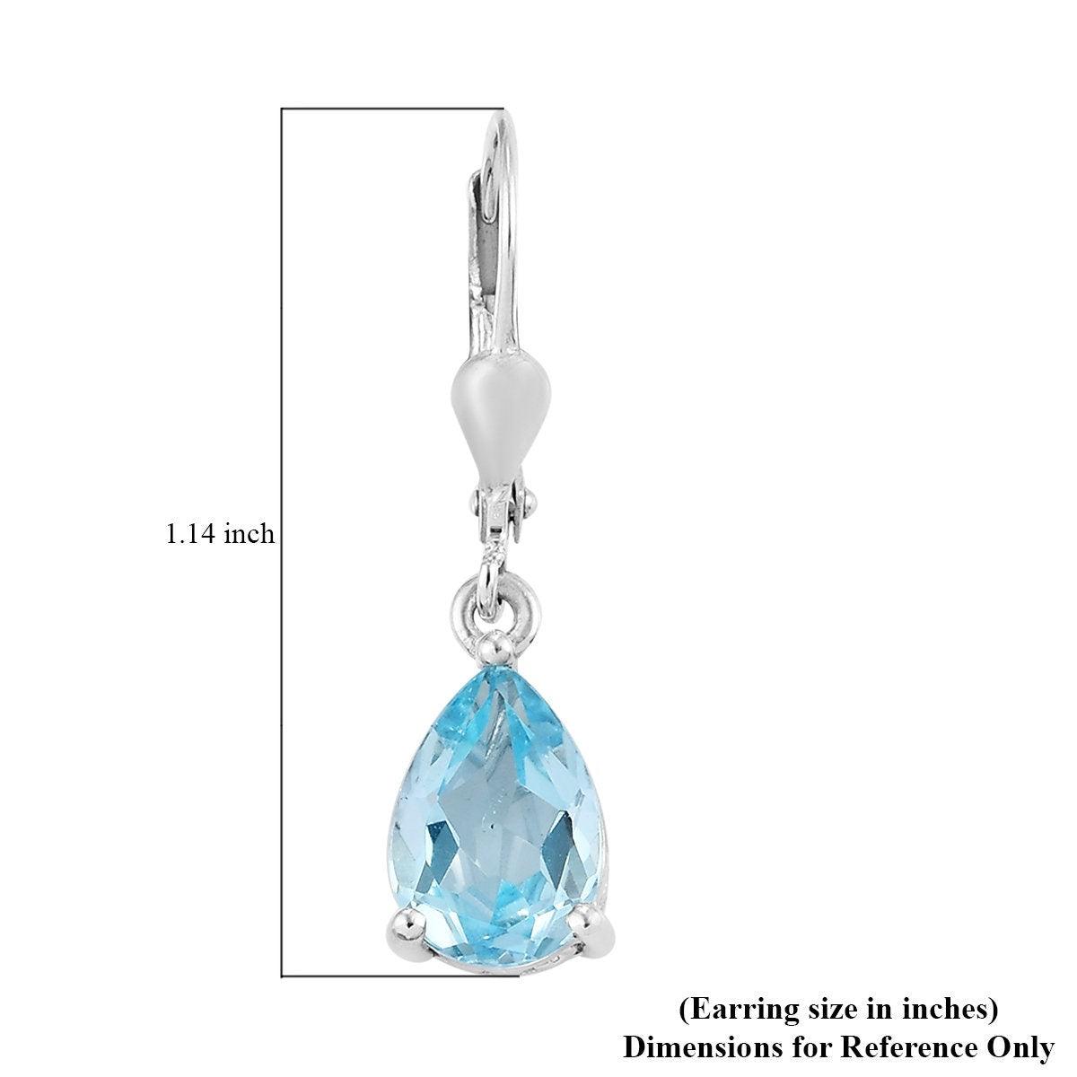 Blue Topaz dangle earrings , 925 Sterling Silver , December Birthstone , December Lever back Earring, Teardrop Earrings , Gift for her - Inspiring Jewellery