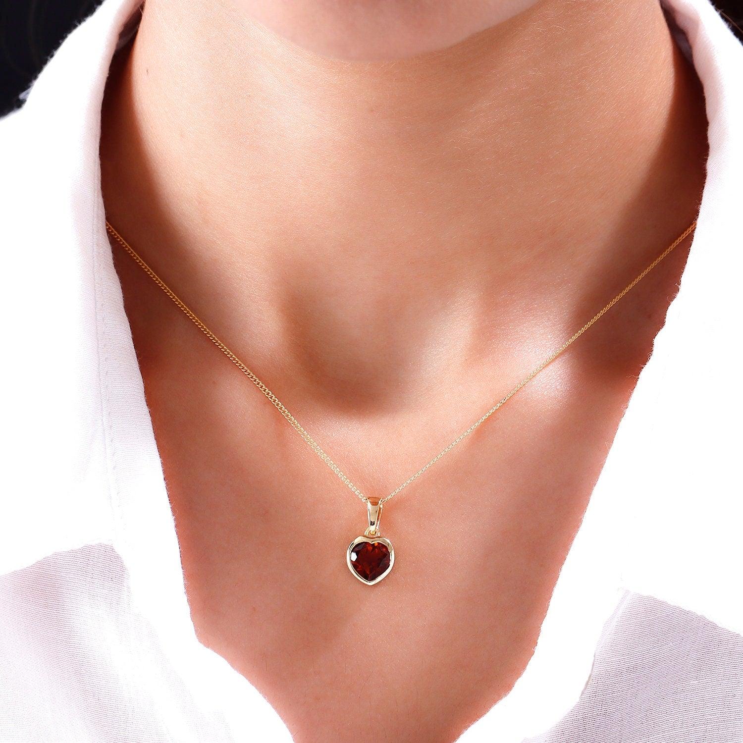 Heart Pendant Necklace , 925 Sterling Silver , Heart Gemstone Pendant , 8 mm Heart Pendant , Gift for her , Love Necklace, Love Pendant - Inspiring Jewellery