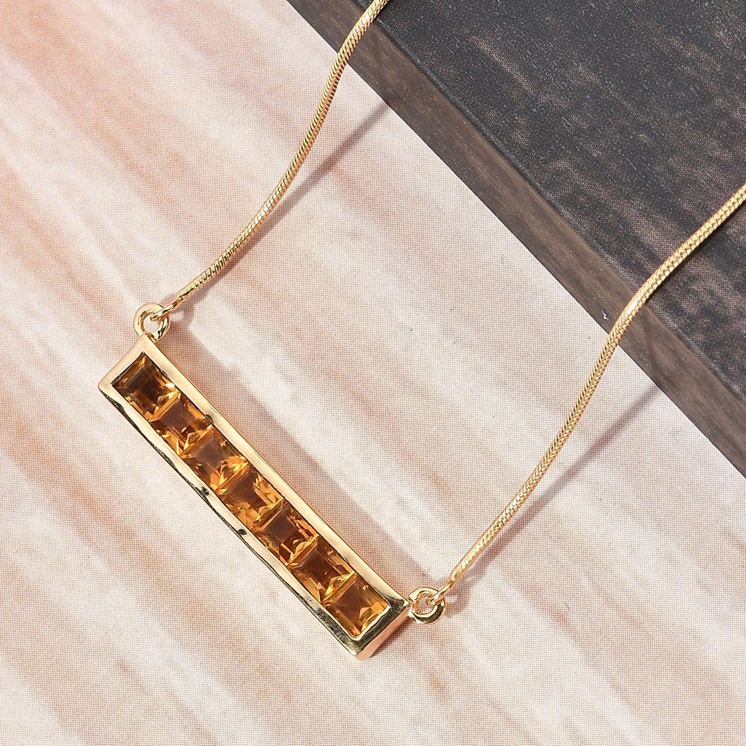 Bar Necklace , Gemstone Bar Necklace , 18K Gold Plated 925 Sterling Silver , Unique Fine Jewellery Gift for her - Inspiring Jewellery
