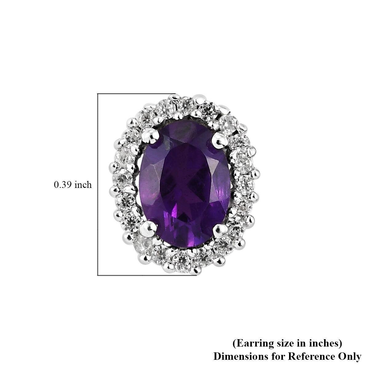 Halo Bridal Studs, Amethyst Studs, February birthstone earrings, 925 Silver Stud , Halo Stud Earring, Oval Studs, Classic Halo Earrings - Inspiring Jewellery