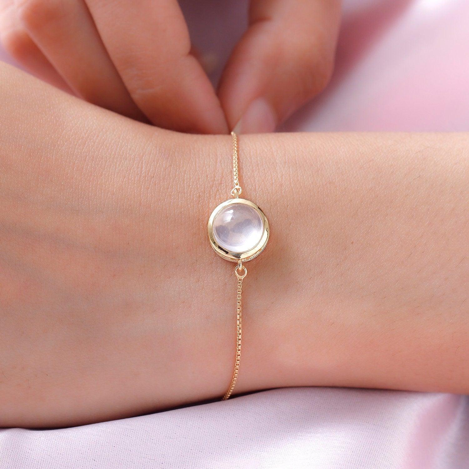Rose Quartz Bracelet | Heart Chakra Bracelet | 925 Sterling Silver Bracelet | Bracelet for Women | Gift for her - Inspiring Jewellery