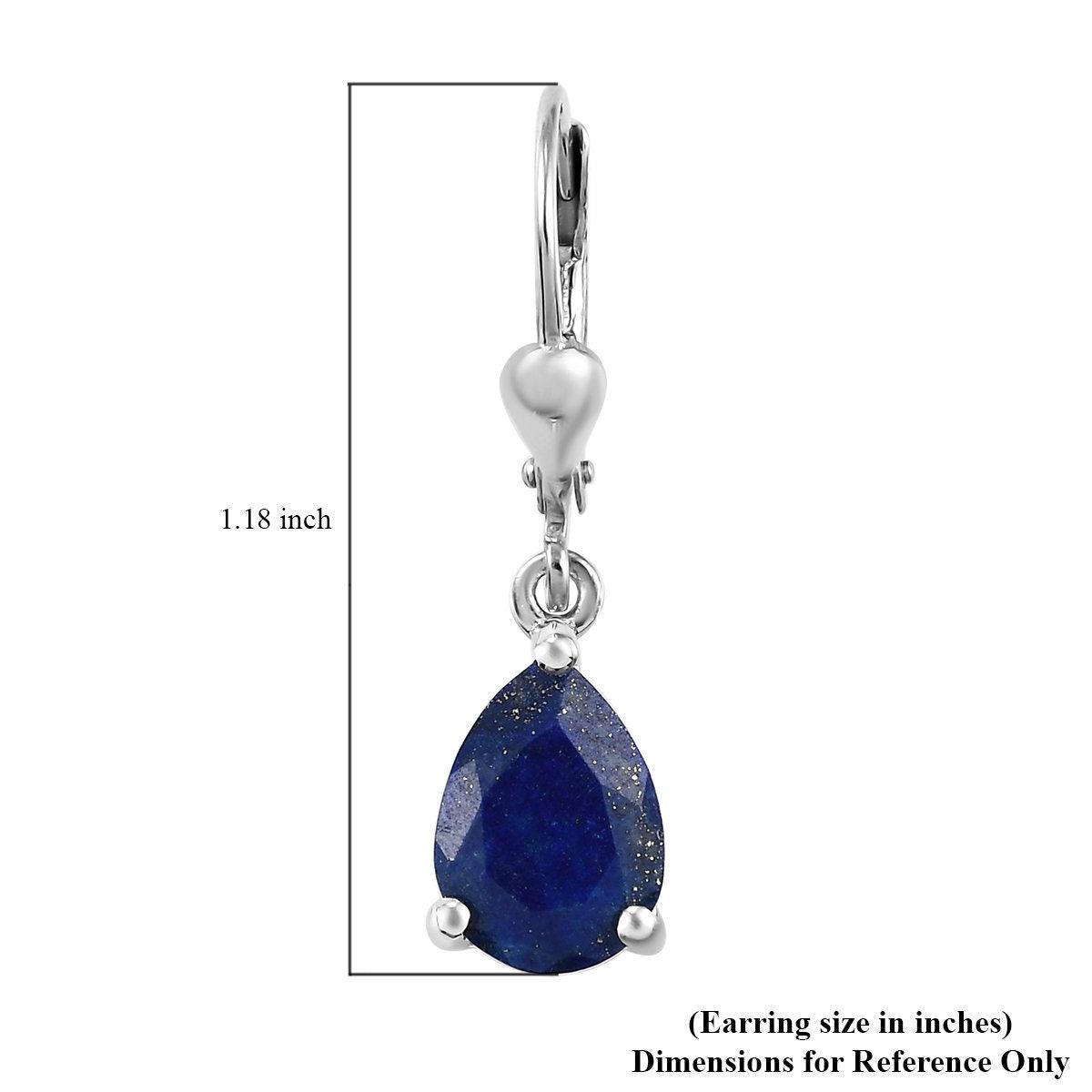 Lapis Lazuli dangle earrings , 925 Sterling Silver , Blue Gemstone , Lapis Lazuli Lever back Earring, Teardrop Earrings , Gift for her - Inspiring Jewellery