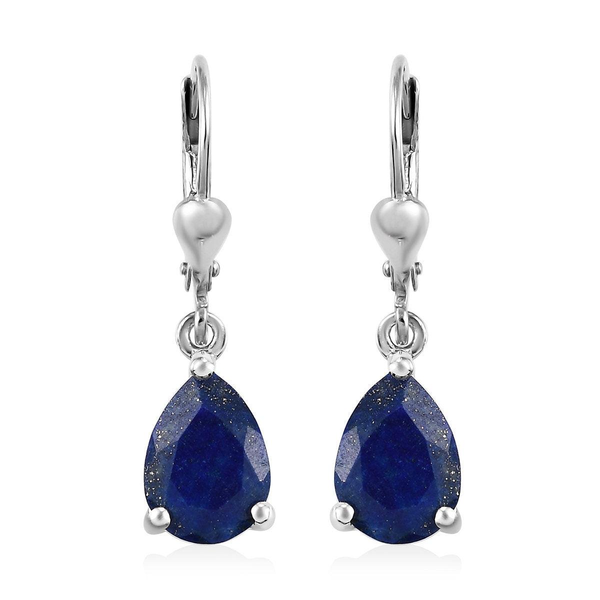 Lapis Lazuli dangle earrings , 925 Sterling Silver , Blue Gemstone , Lapis Lazuli Lever back Earring, Teardrop Earrings , Gift for her - Inspiring Jewellery