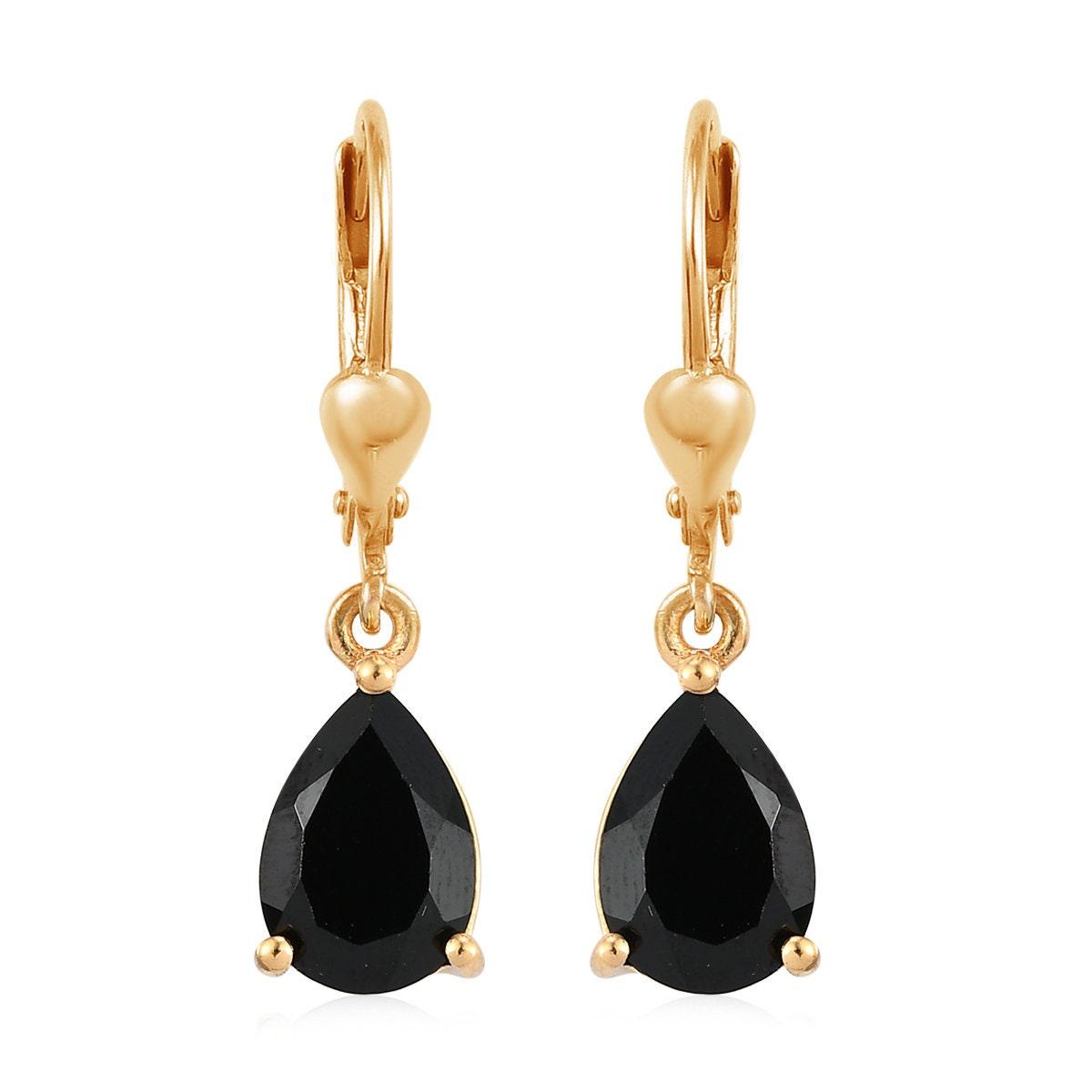 Black Tourmaline dangle earrings , 925 Sterling Silver , Black Gemstone , Tourmaline Lever back Earring, Teardrop Earrings , Gift for her - Inspiring Jewellery