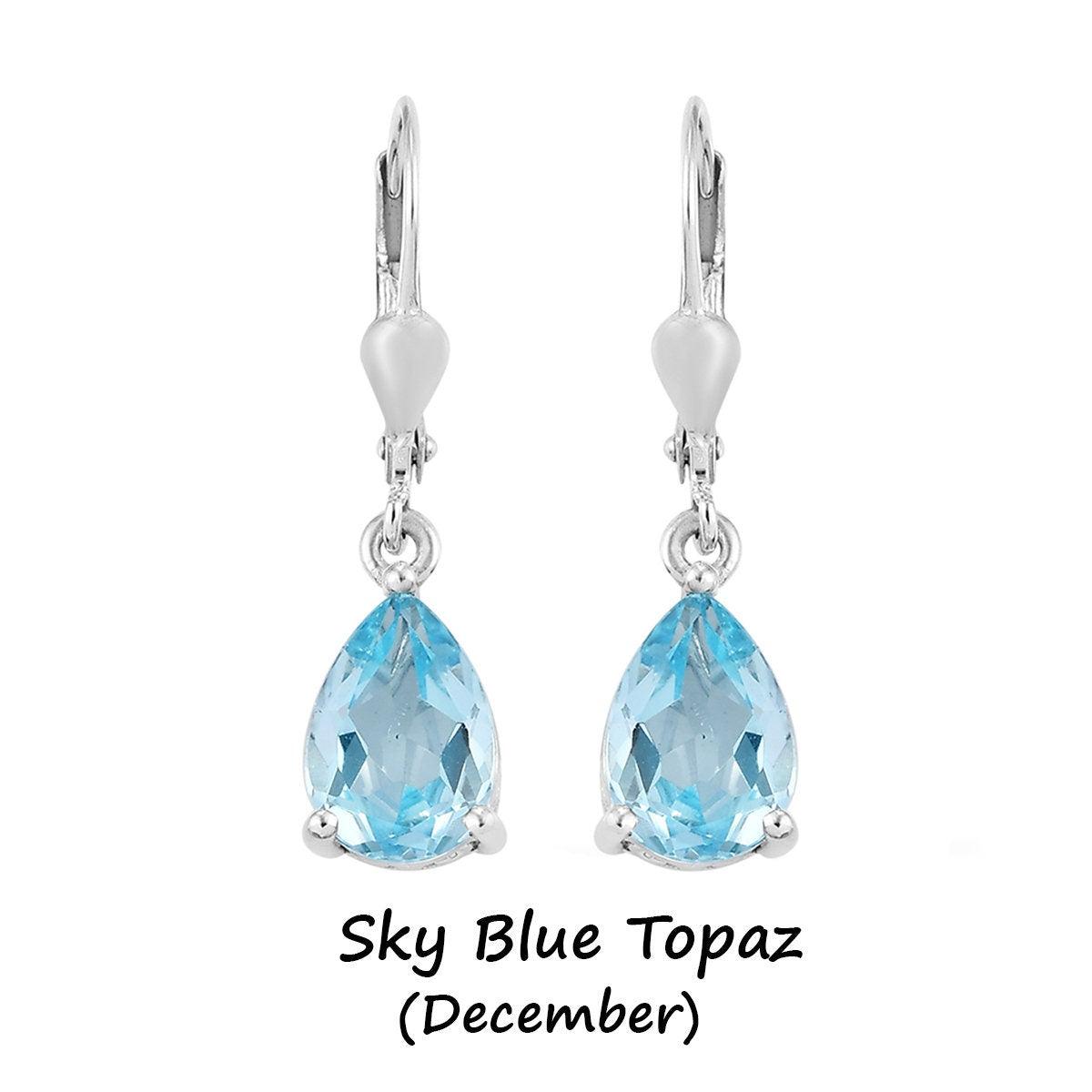 Blue Topaz dangle earrings , 925 Sterling Silver , December Birthstone , December Lever back Earring, Teardrop Earrings , Gift for her - Inspiring Jewellery