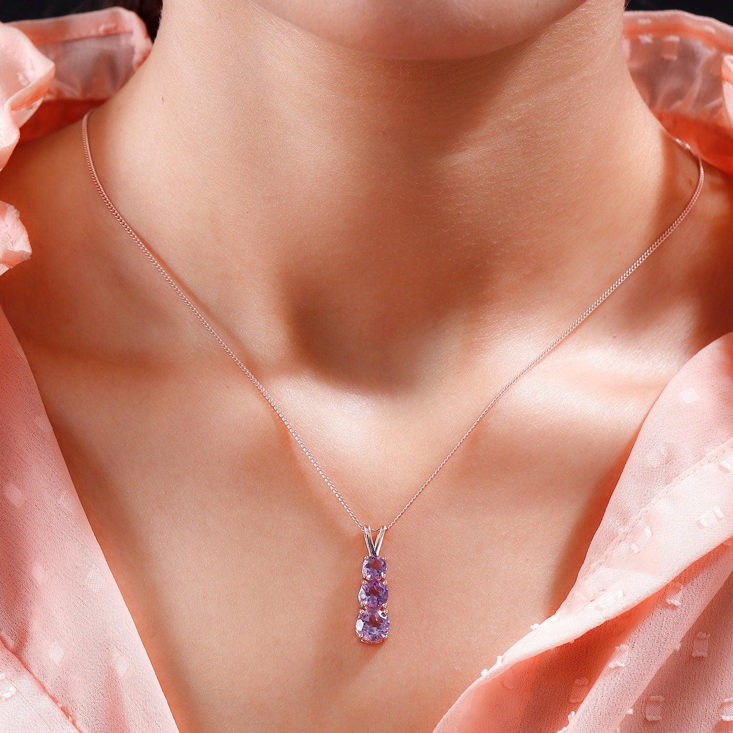 Past Pendant Future Pendant Necklace , 925 Sterling Silver , Gemstone Pendant , Three Stone Pendant , Keepsake jewelry , Gift for her - Inspiring Jewellery