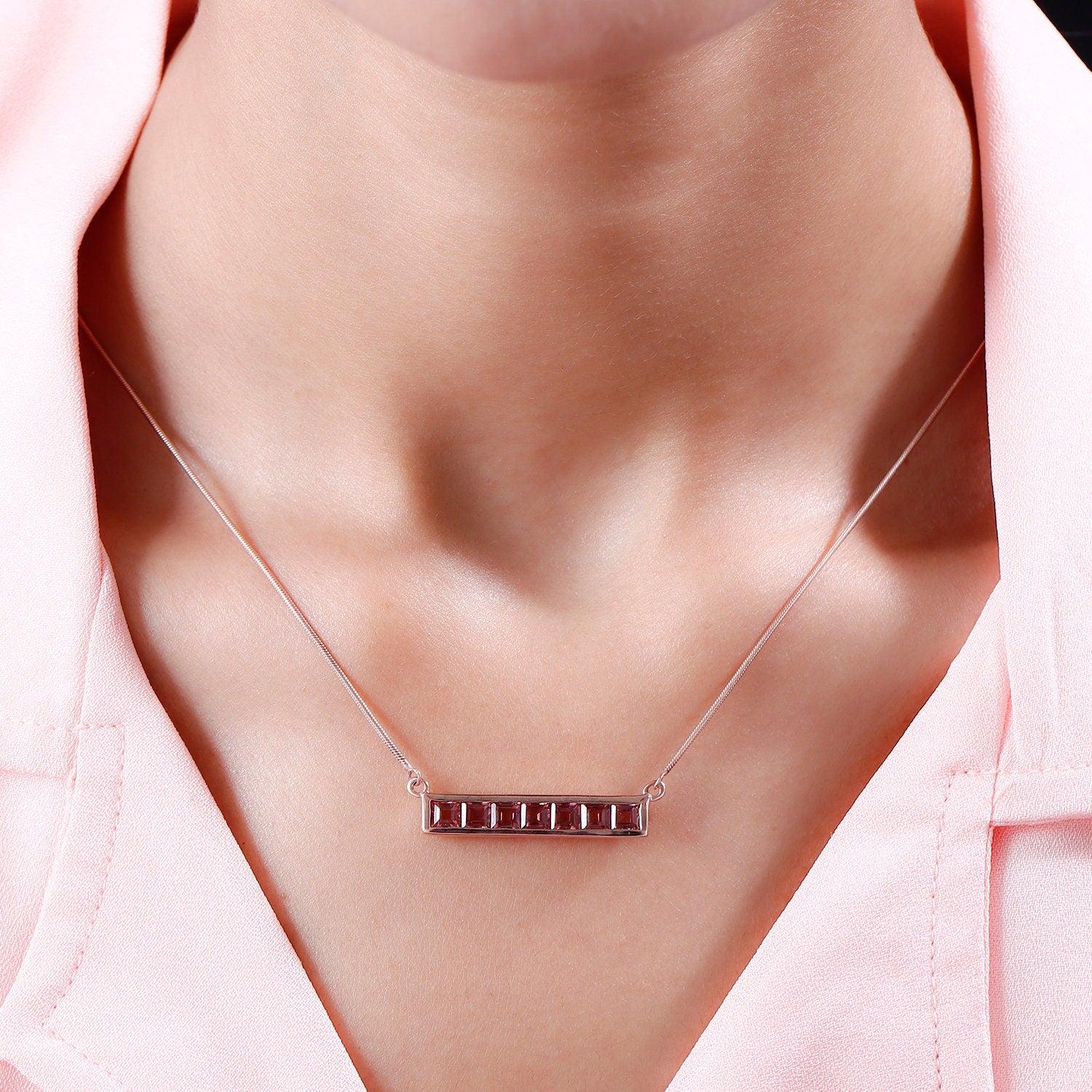 Bar Necklace , Gemstone Bar Necklace , 18K Gold Plated 925 Sterling Silver , Unique Fine Jewellery Gift for her - Inspiring Jewellery