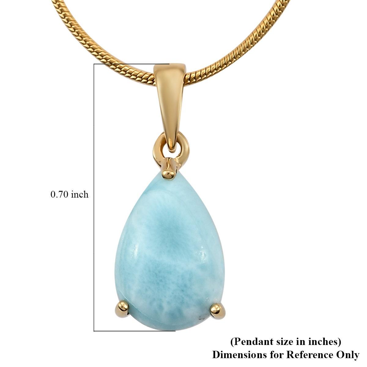 Genuine Larimar Pendant, Solitaire Pendant Necklace, 925 Sterling Silver, Gift for her - Inspiring Jewellery
