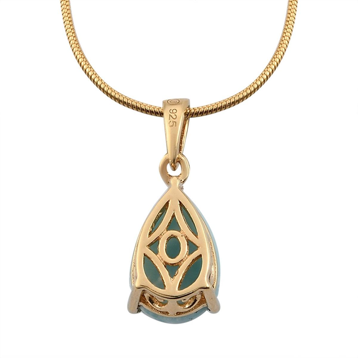 Genuine Larimar Pendant, Solitaire Pendant Necklace, 925 Sterling Silver, Gift for her - Inspiring Jewellery