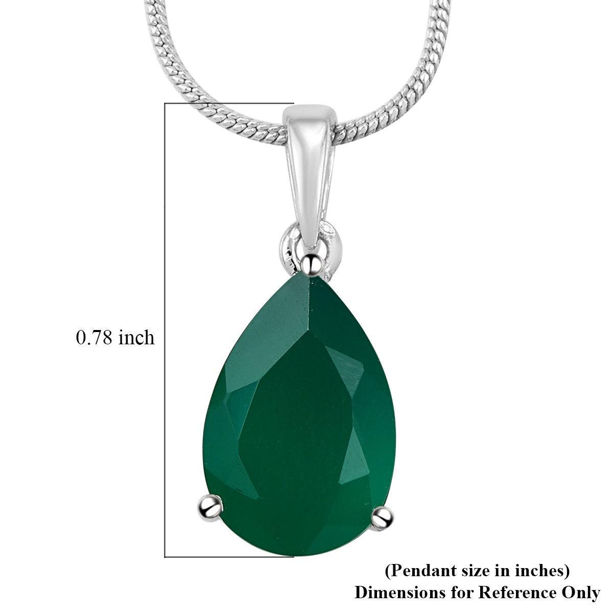 Genuine Green Onyx Pendant, Solitaire Pendant Necklace, May Birthstone Necklace, 925 Sterling Silver, Gift for her - Inspiring Jewellery