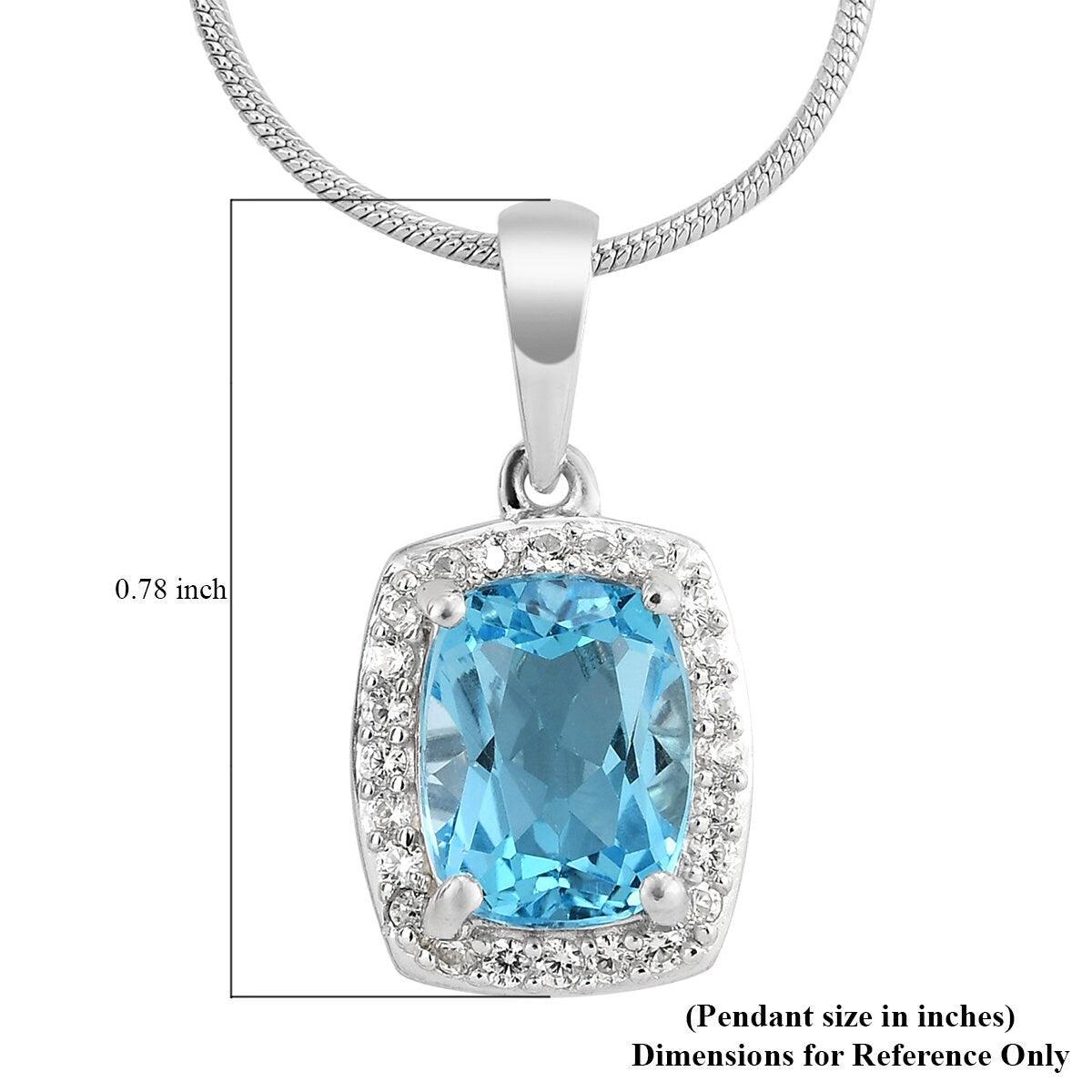 Genuine Swiss Blue Topaz Pendant, Halo Pendant, December Birthstone Necklace, 925 Sterling Silver, Gift for her - Inspiring Jewellery