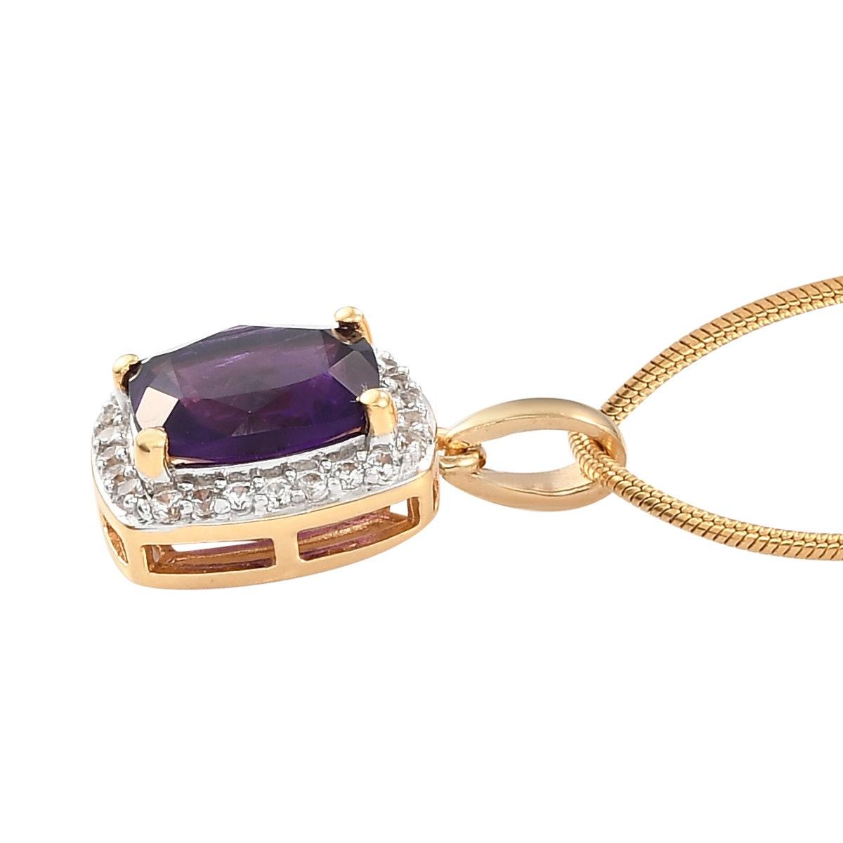 Amethyst Pendant Necklace, Amethyst Halo Pendant, February Birthstone Necklace, 925 Sterling Silver, Amethyst Gold Necklace, Gift for her - Inspiring Jewellery