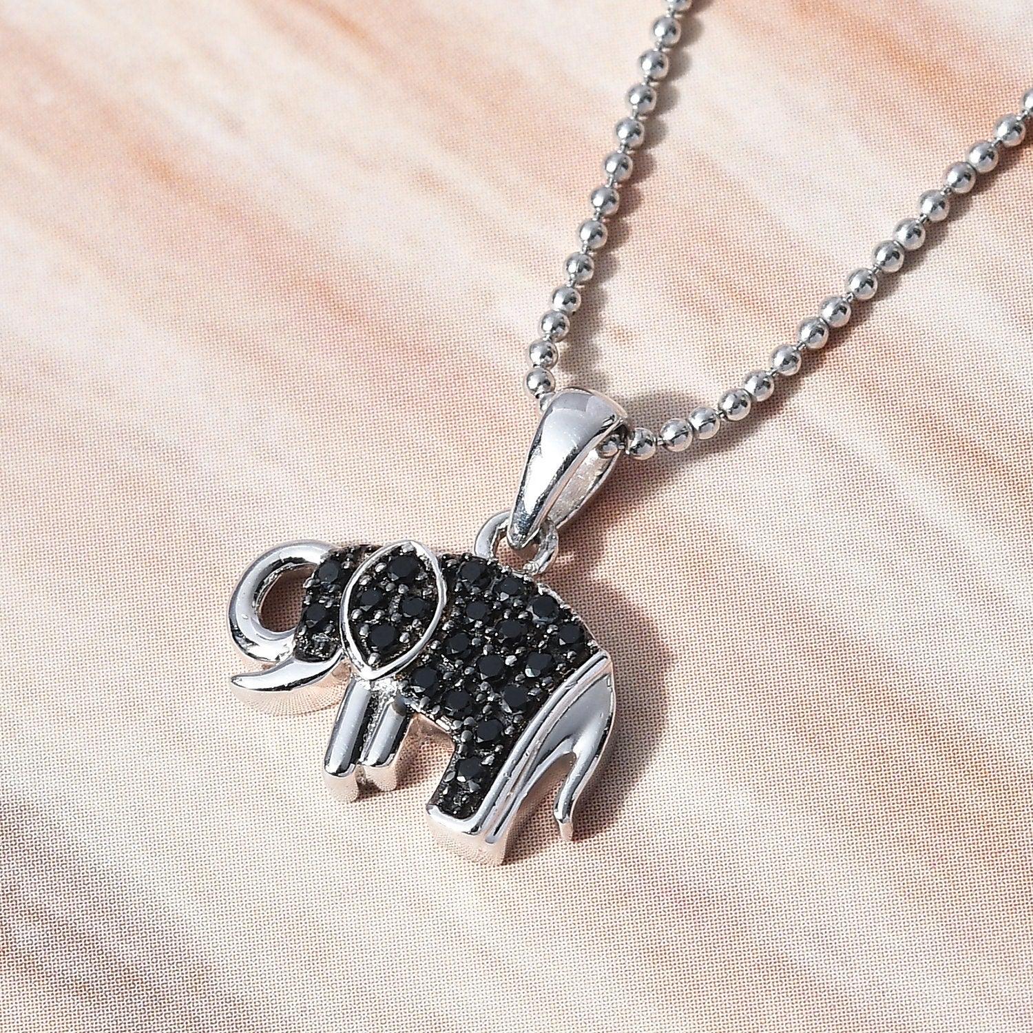 Elephant Pendant, Goodluck Charm Pendant in Platinum Plated 925 Sterli