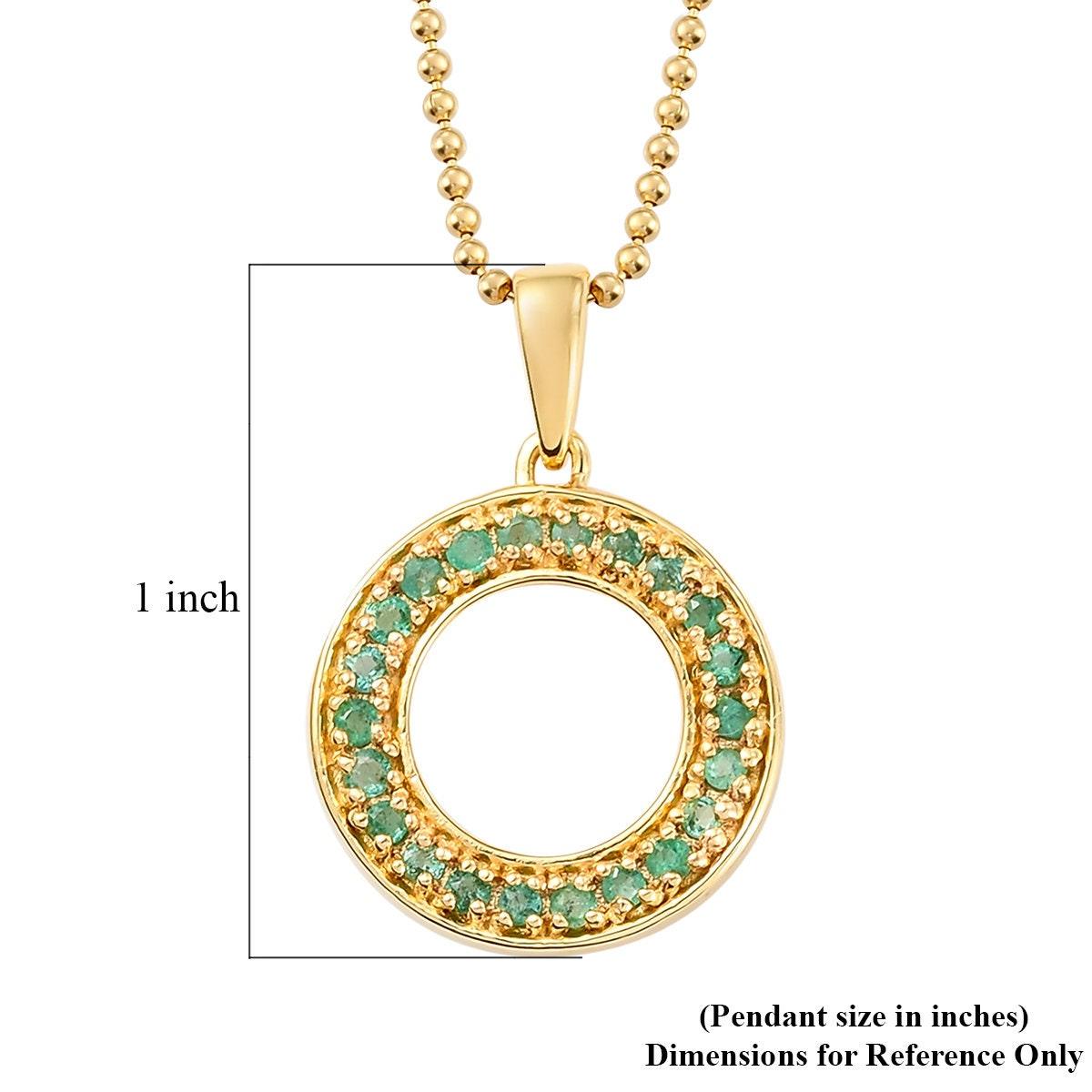 Genuine Emerald Circle Pendant, Eternity Pendant, Circle of Life Pendant in 18K Yellow Gold Plated 925 Sterling Silver, Meaningful Jewellery - Inspiring Jewellery