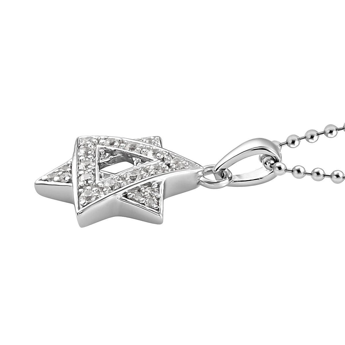 Genuine Star of David Pendant, Natural Zircon Star Pendant, Platinum Plated 925 Sterling Silver, Meaningful Jewellery - Inspiring Jewellery