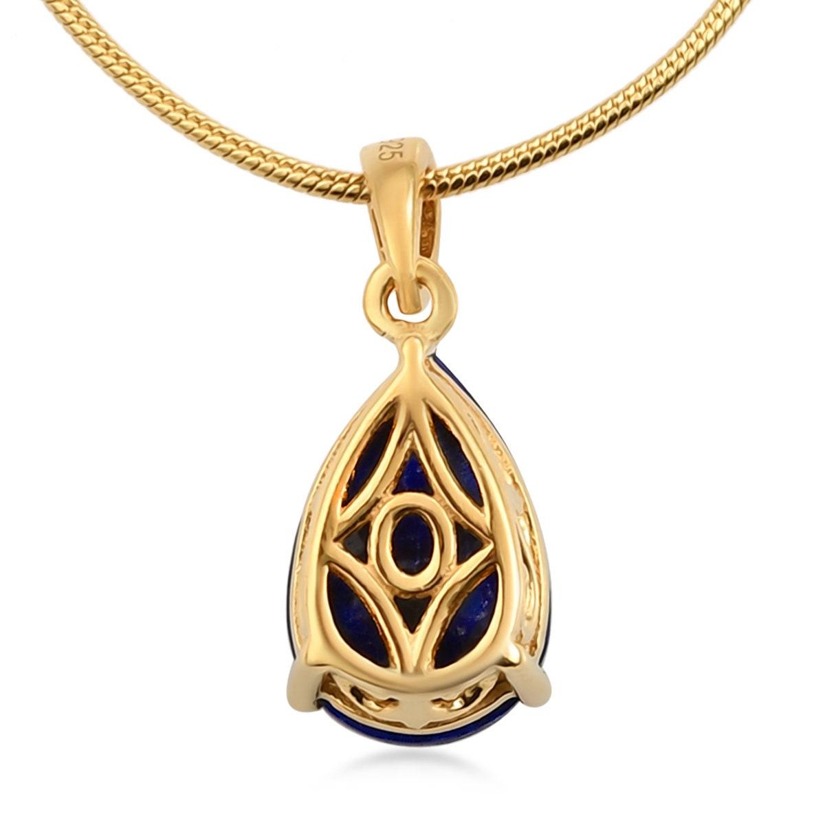 Lapis Lazuli Pendant, Lapis Teardrop Solitaire Pendant, September Birthstone Necklace, 925 Sterling Silver, Lapis Gold Necklace, Gift - Inspiring Jewellery