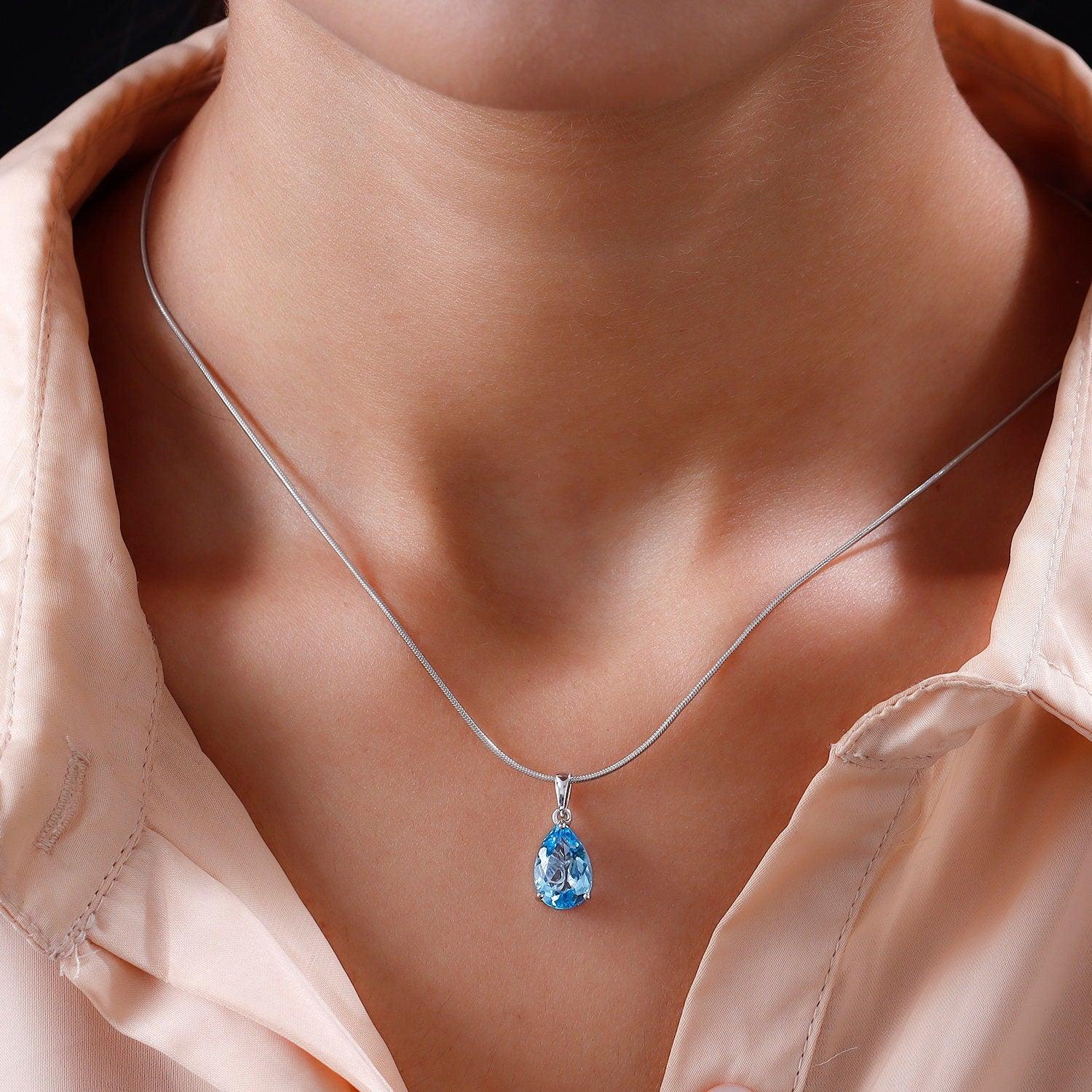 純正廉価 SILVER925 BLUE STONE TOP NECKLACE/シルバー