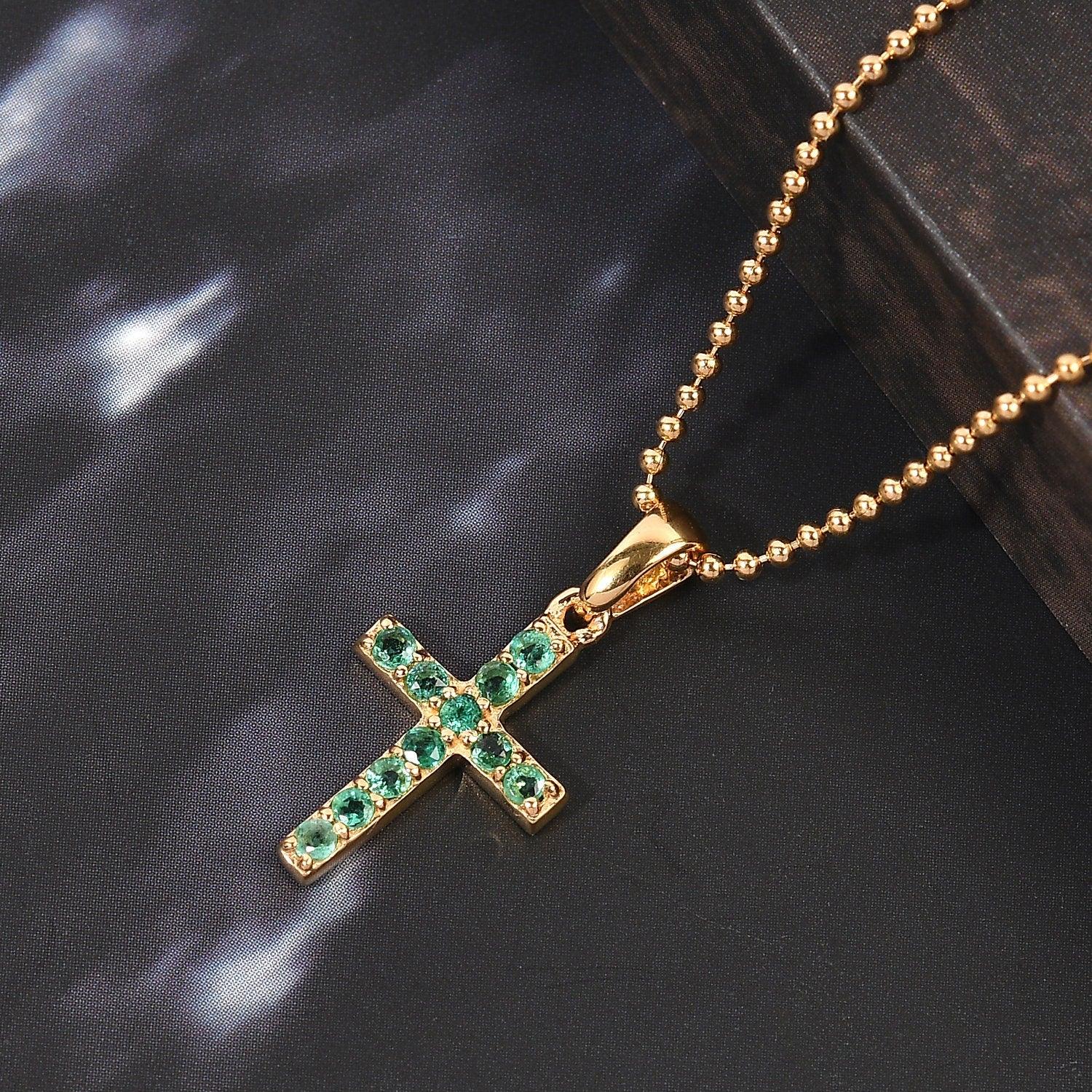 Dainty Cross Pendant Necklace, 925 Sterling Silver, Precious Gemstone Cross Necklace, Gold Cross, Religious necklace for girls - Inspiring Jewellery